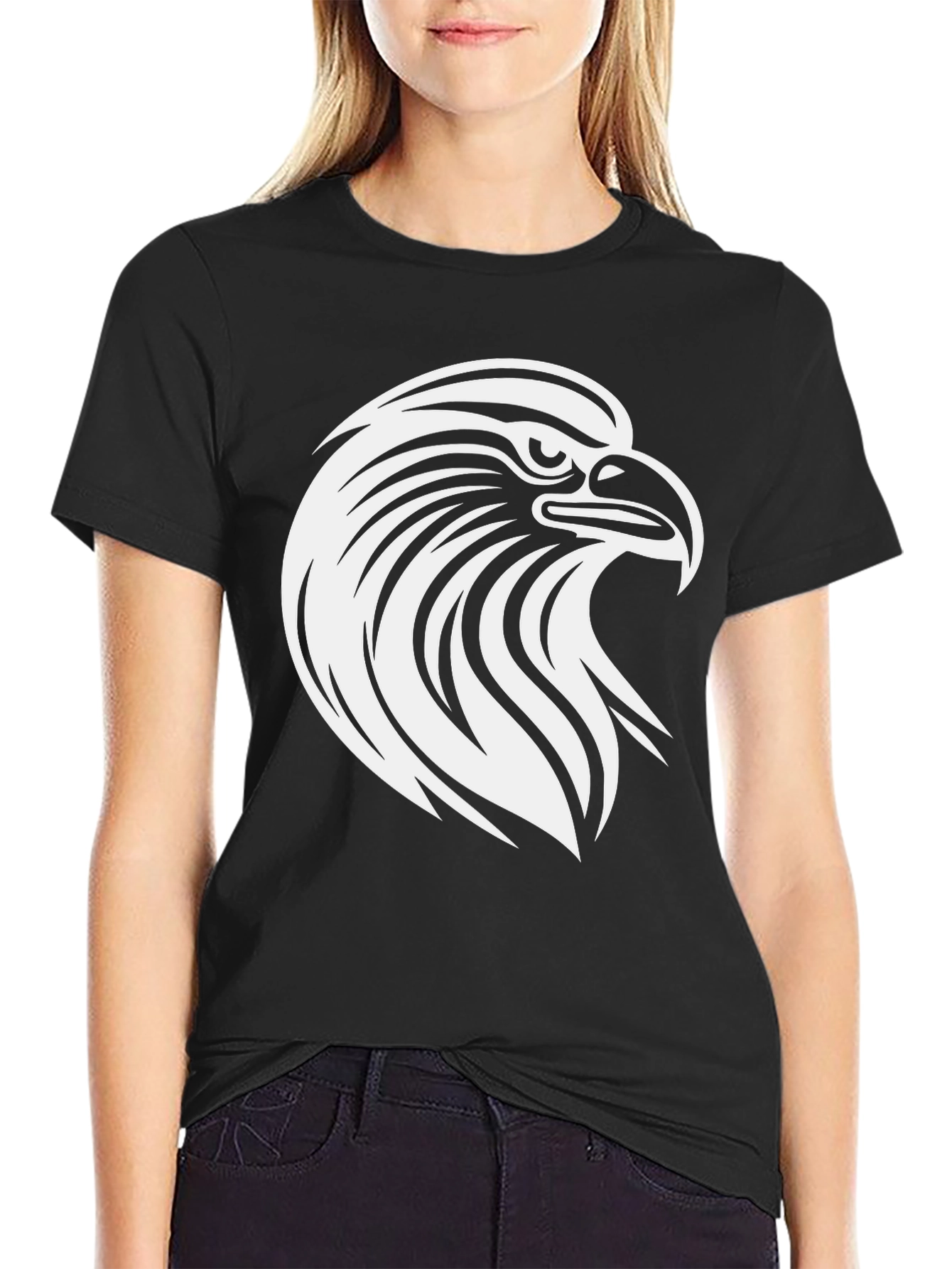 Bold Eagle Graphic Tee - Black Cotton T-Shirt