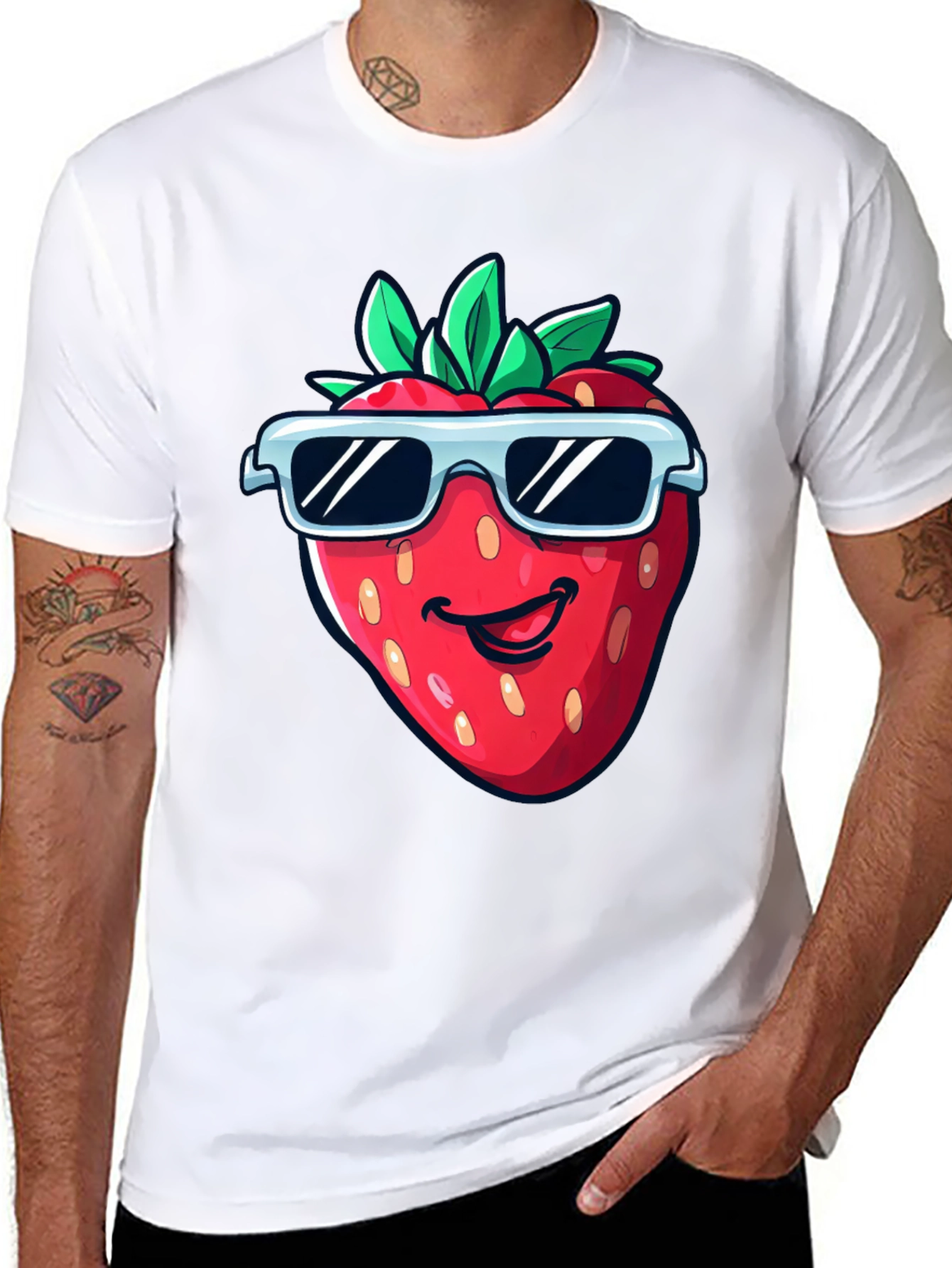 Cool Strawberry Graphic Tee - Black