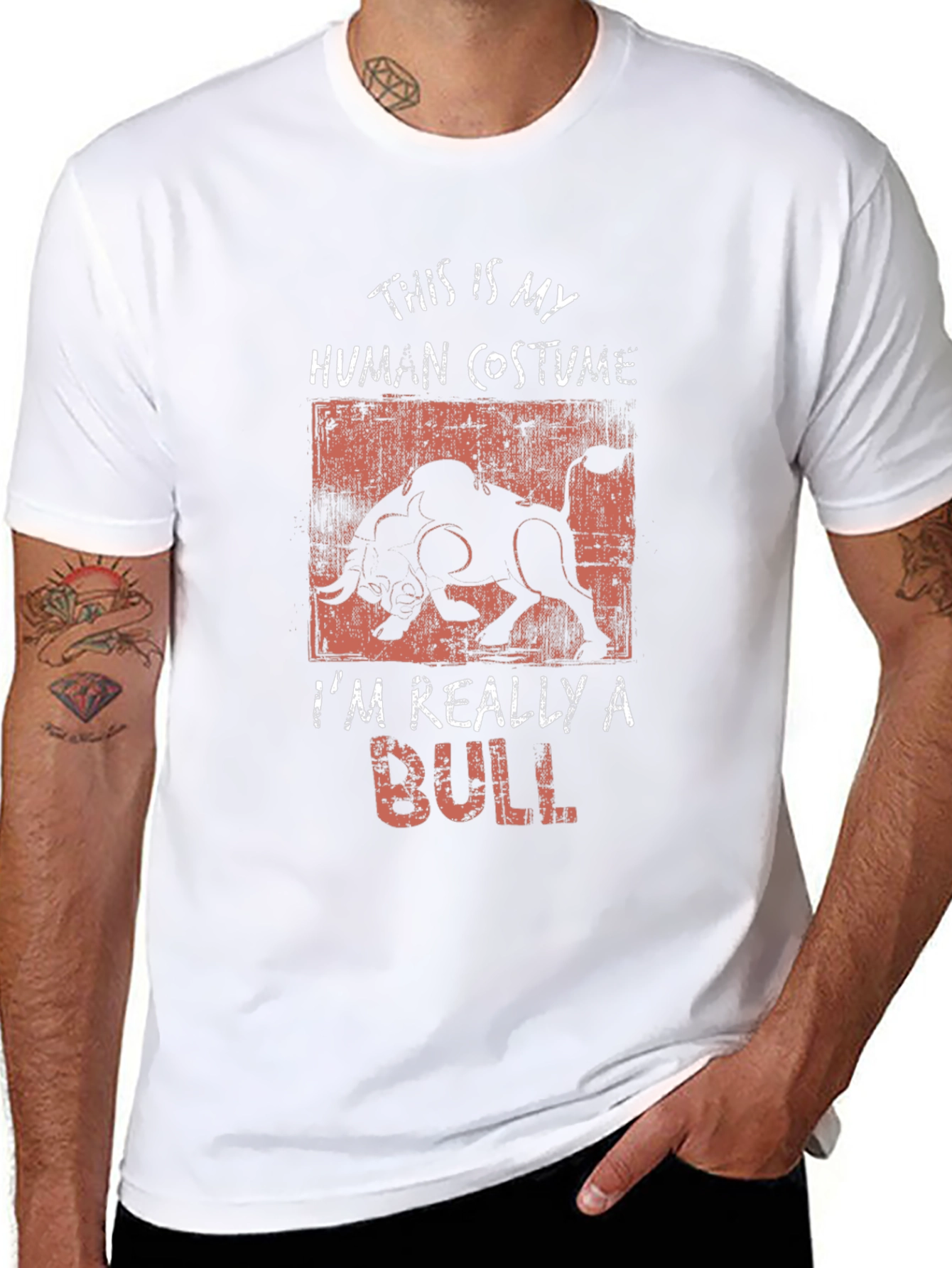 Human Costume Bull T-Shirt - Funny Animal Tee
