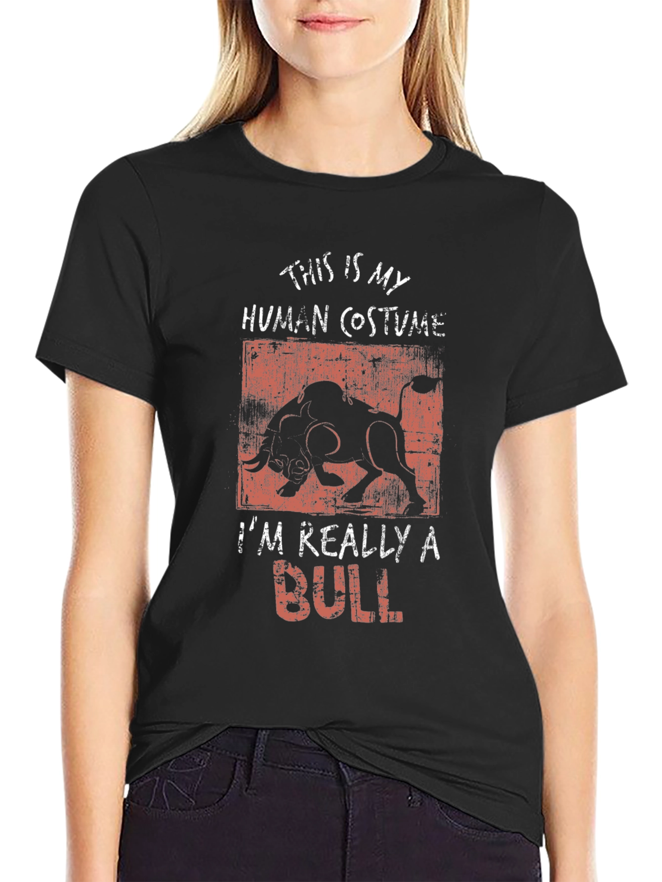 Human Costume Bull T-Shirt - Funny Animal Tee