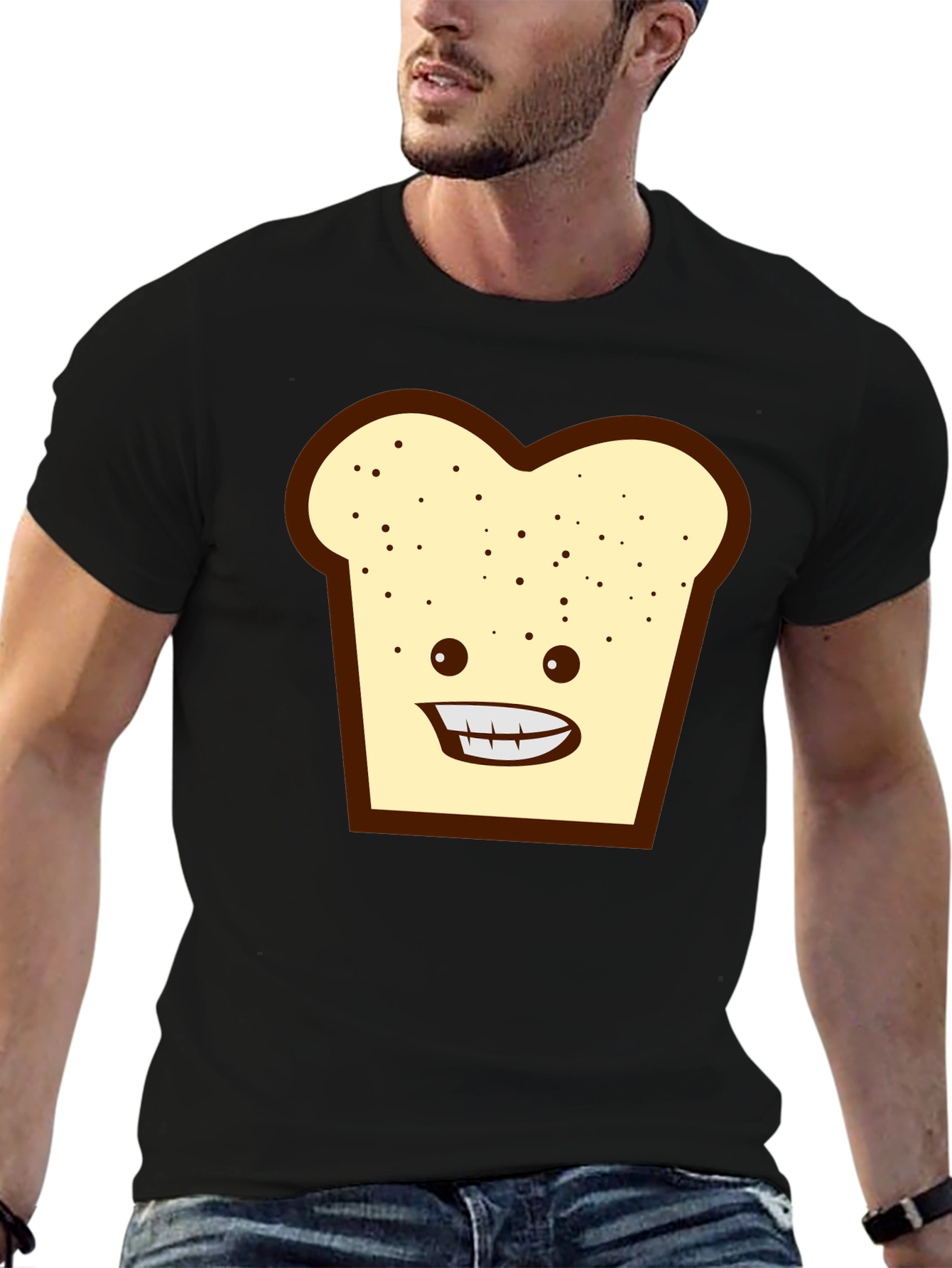 Funny Toast Graphic Tee - Black Unisex T-Shirt