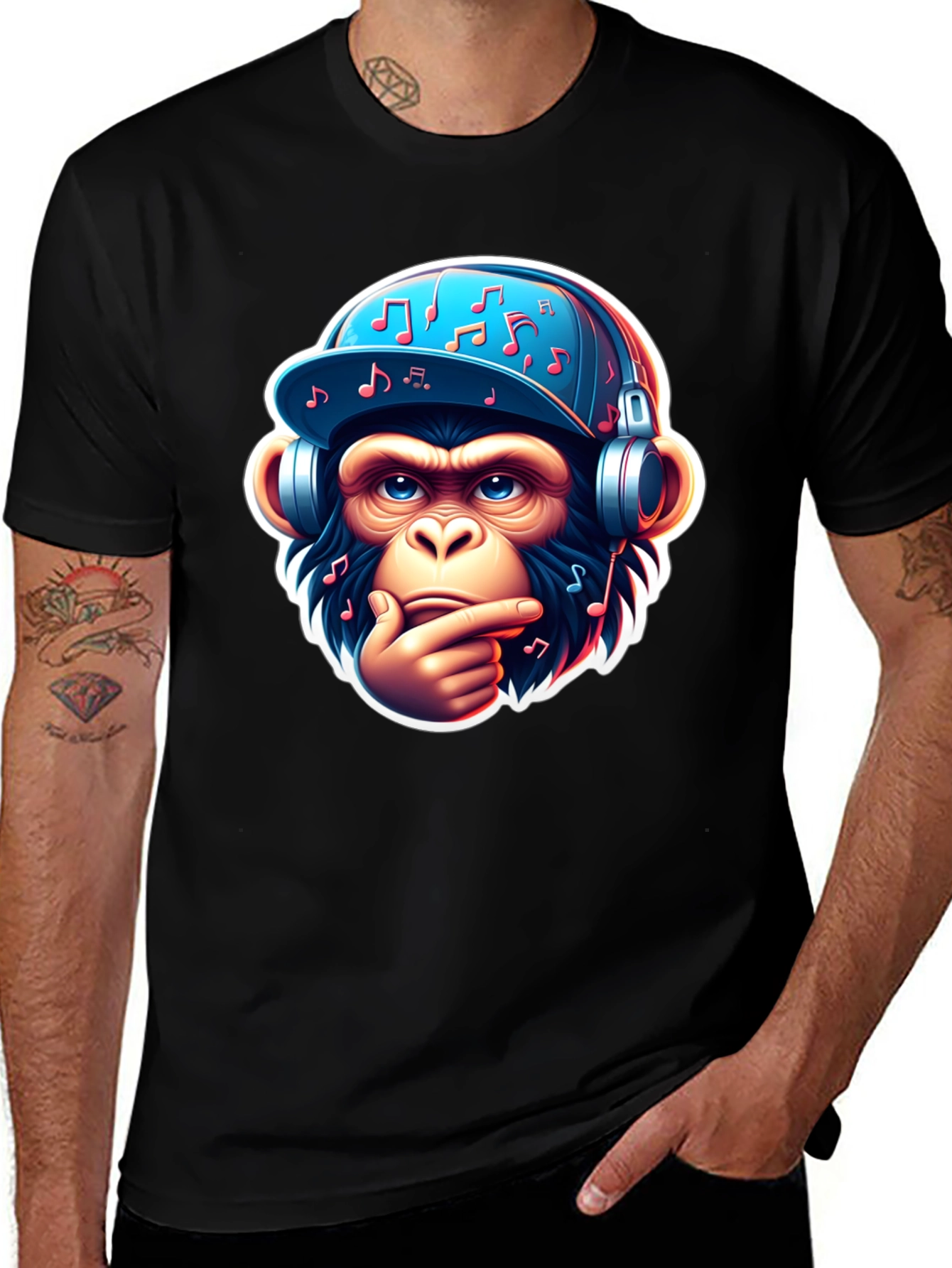 Monkey DJ Graphic T-Shirt - Cool Ape Design