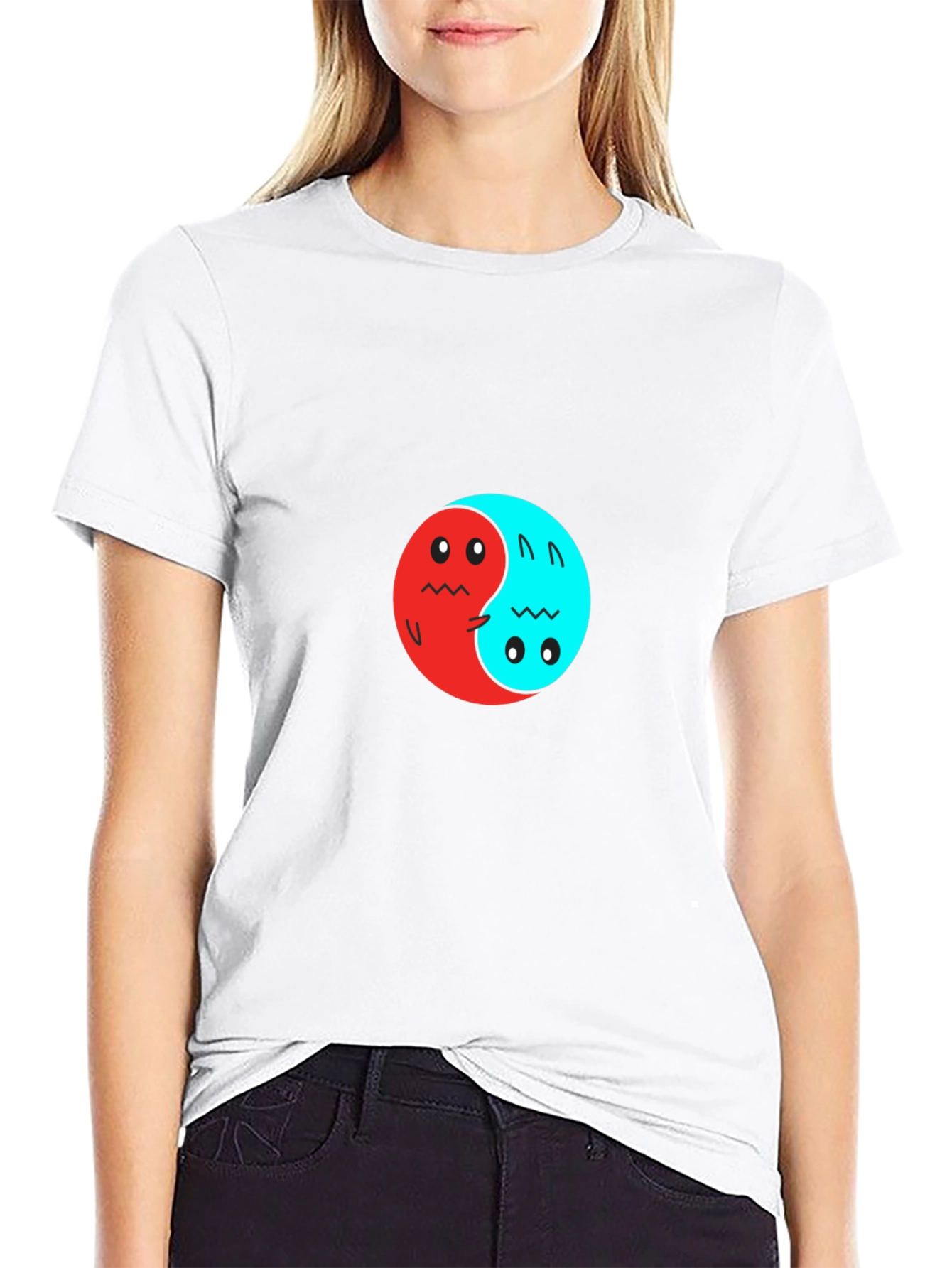 Yin Yang Monster Graphic Tee - Black Cotton T-Shirt