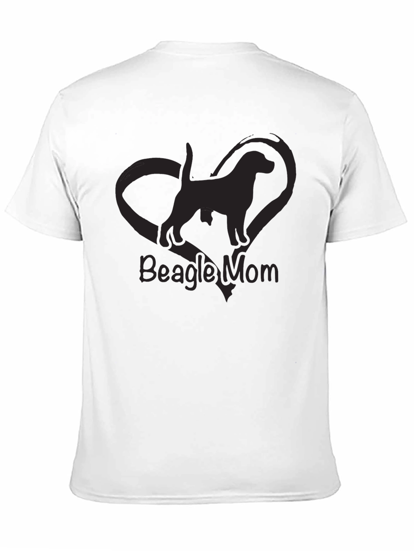 Beagle Mom Heart Graphic Black T-Shirt