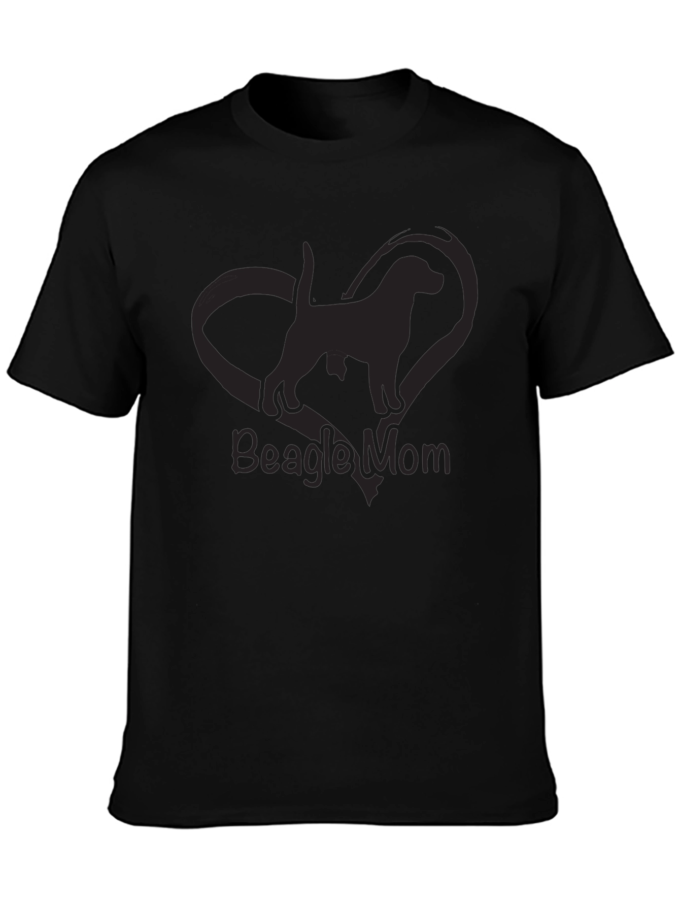 Beagle Mom Heart Graphic Black T-Shirt