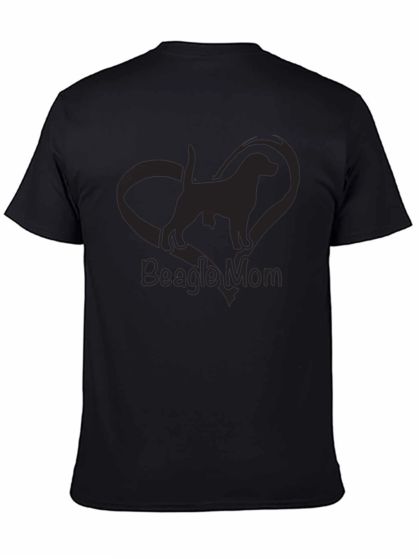 Beagle Mom Heart Graphic Black T-Shirt