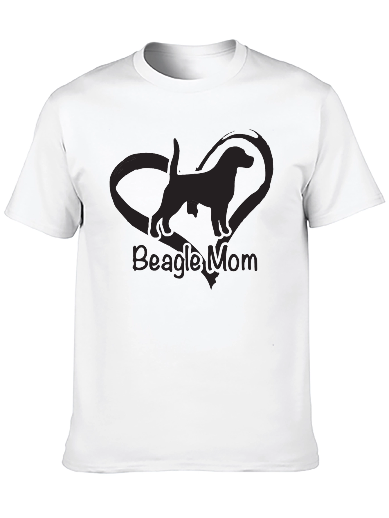 Beagle Mom Heart Graphic Black T-Shirt