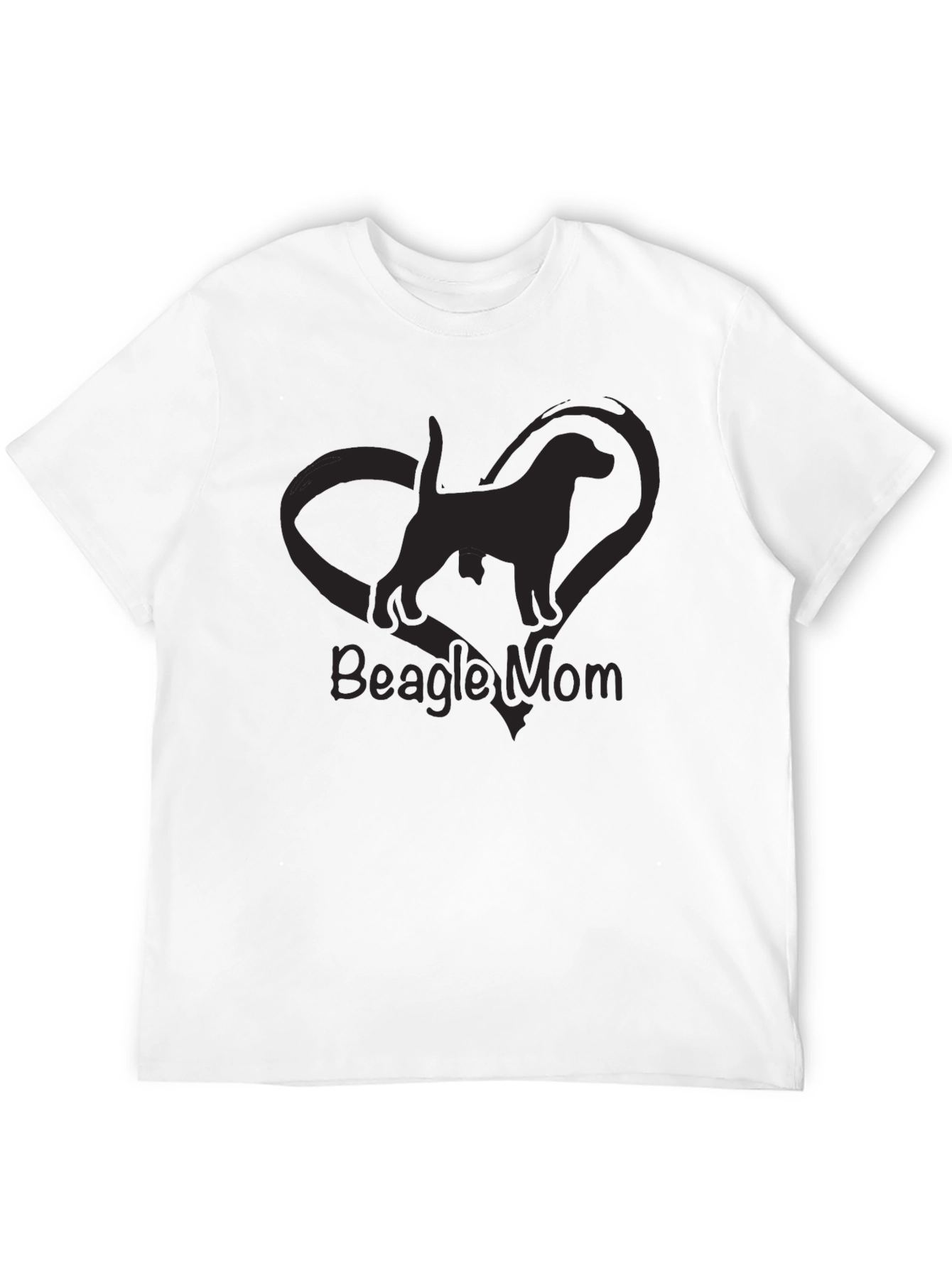 Beagle Mom Heart Graphic Black T-Shirt