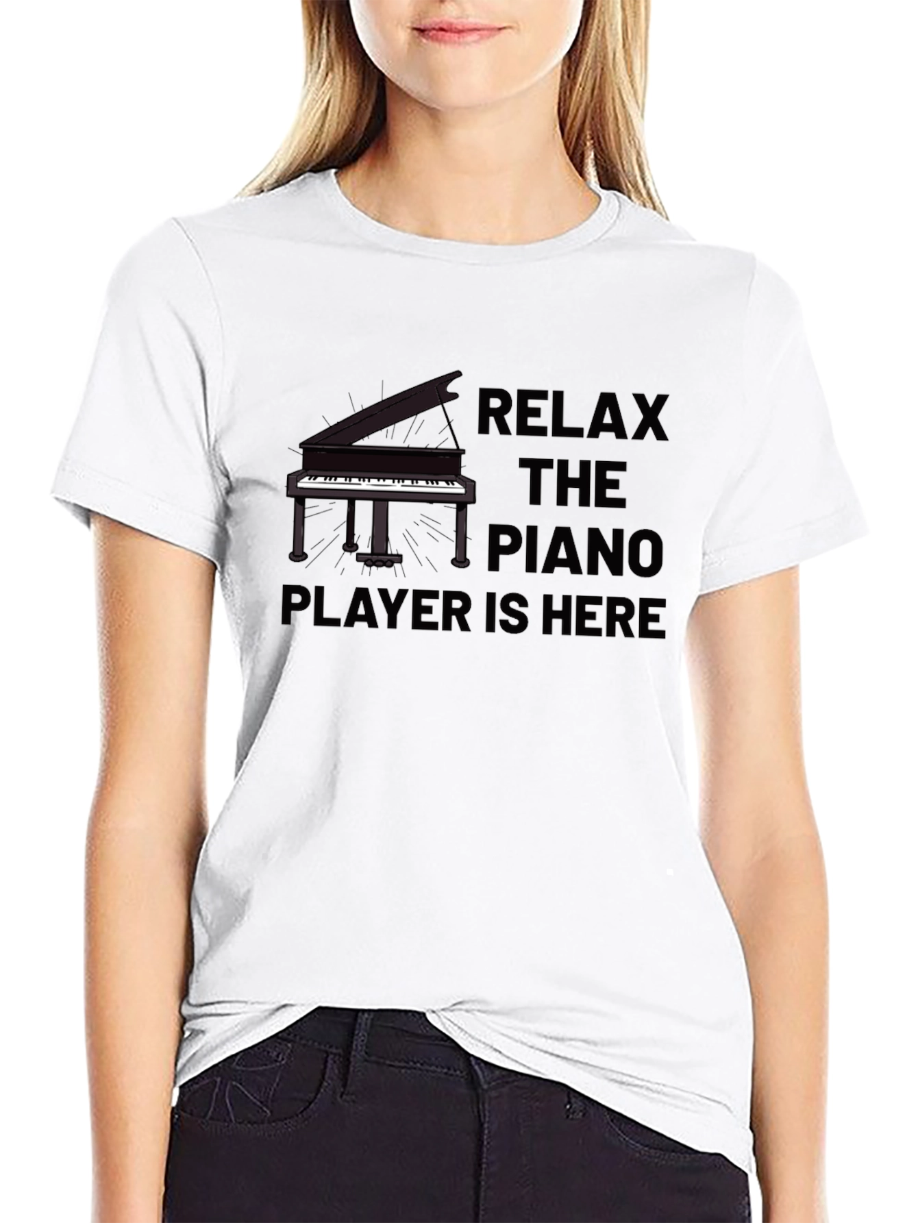 Relax The Piano Player Is Here Black T-Shirt