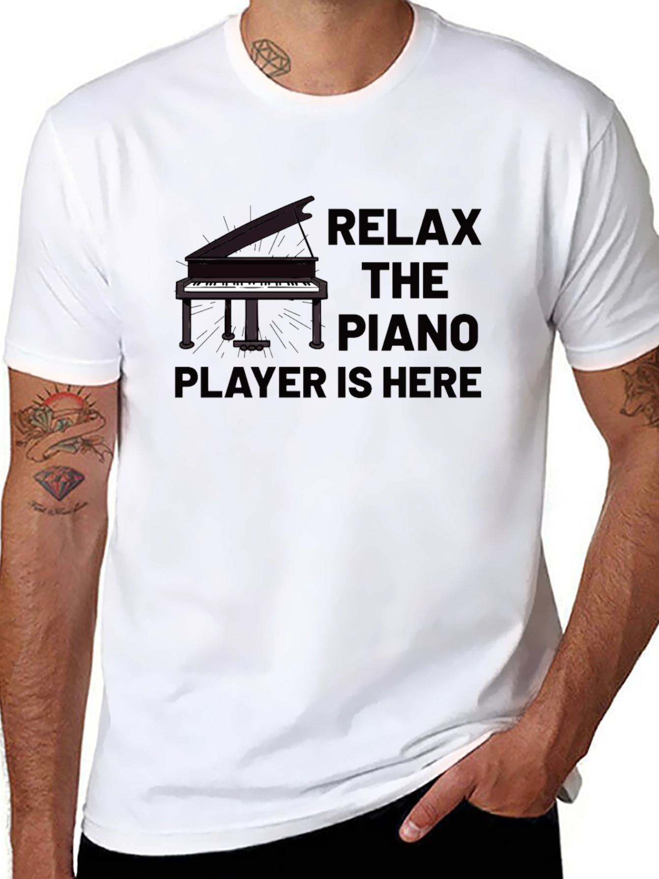 Relax The Piano Player Is Here Black T-Shirt