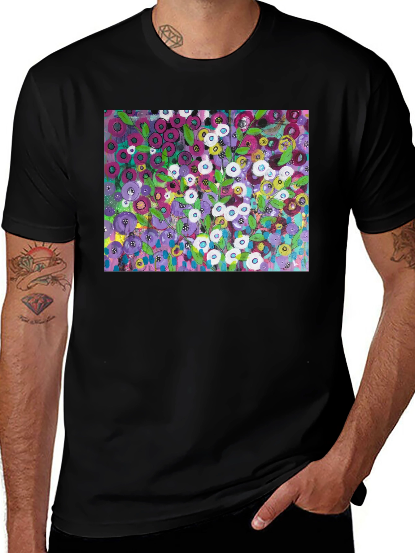 Floral Burst Graphic Tee - Modern Art Shirt