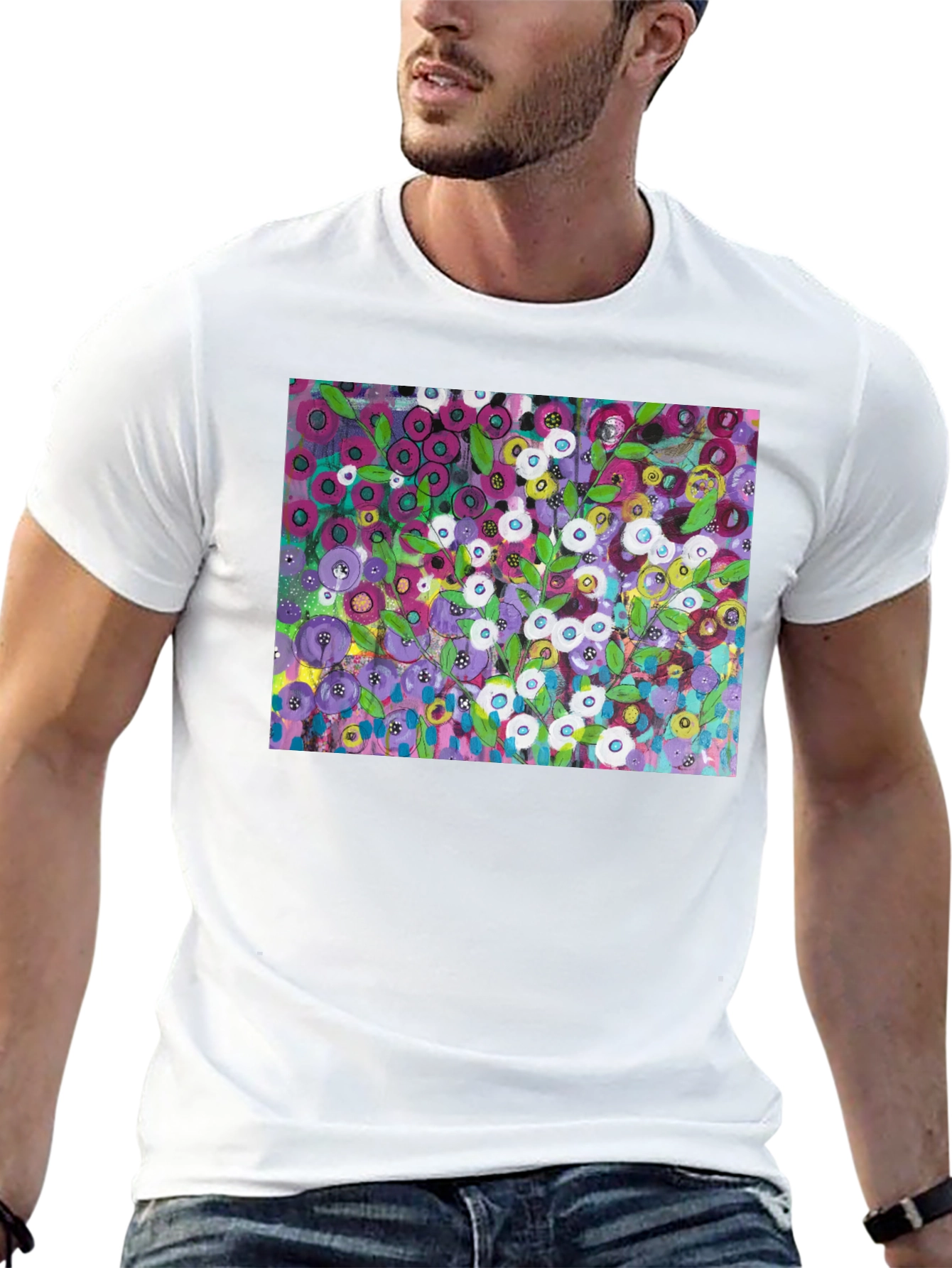 Floral Burst Graphic Tee - Modern Art Shirt