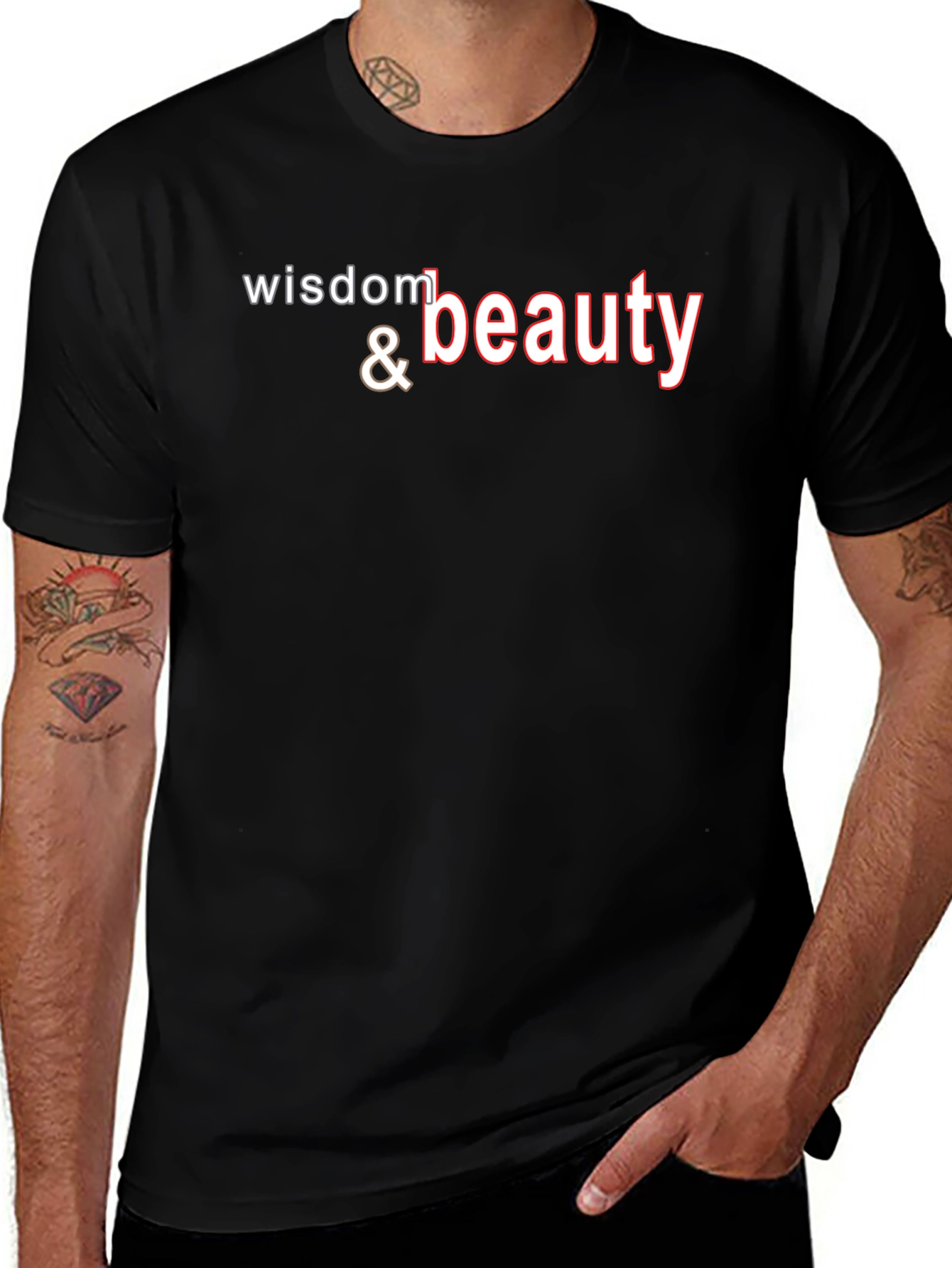 Wisdom & Beauty Graphic Print Black T-Shirt