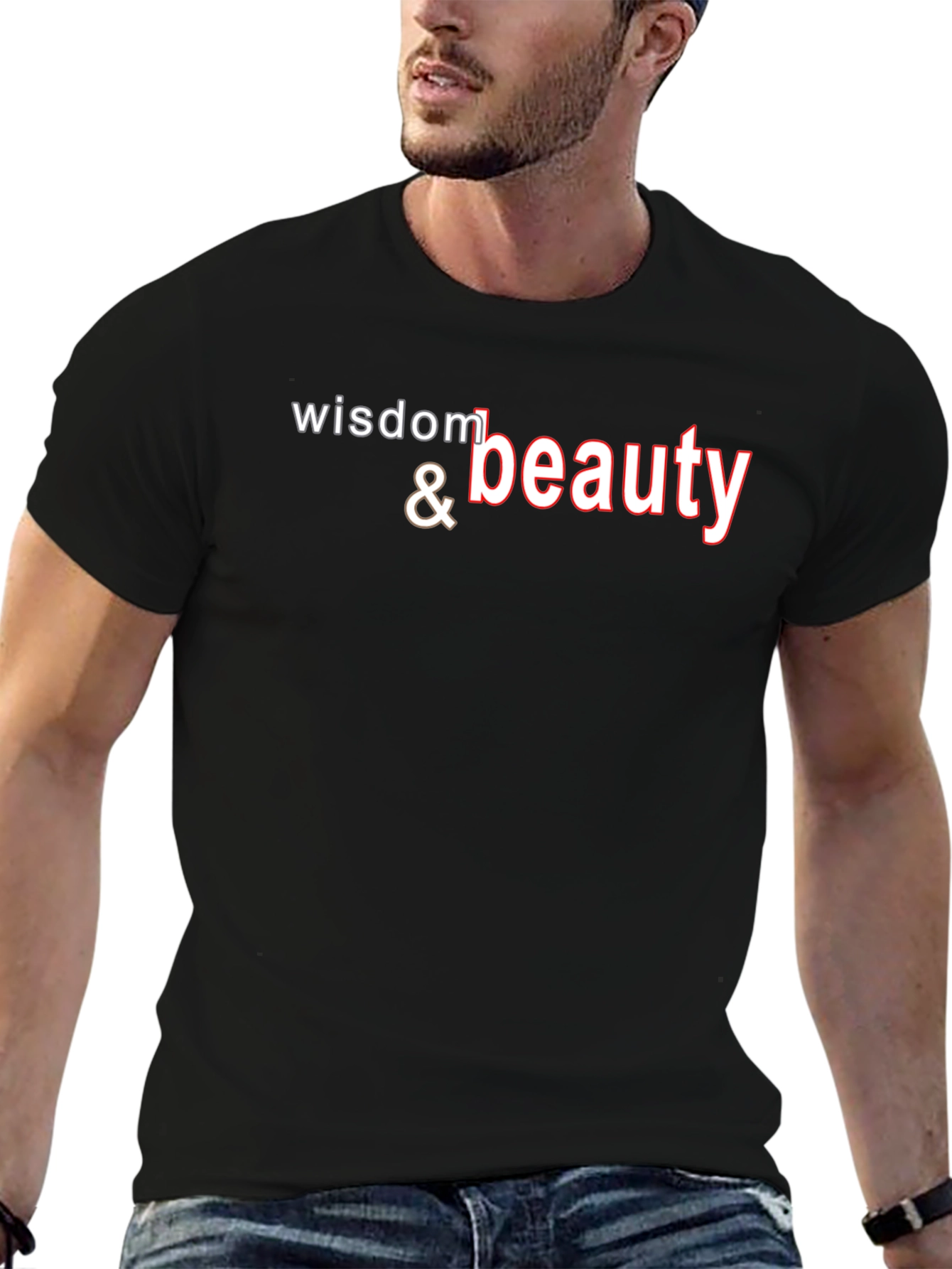 Wisdom & Beauty Graphic Print Black T-Shirt