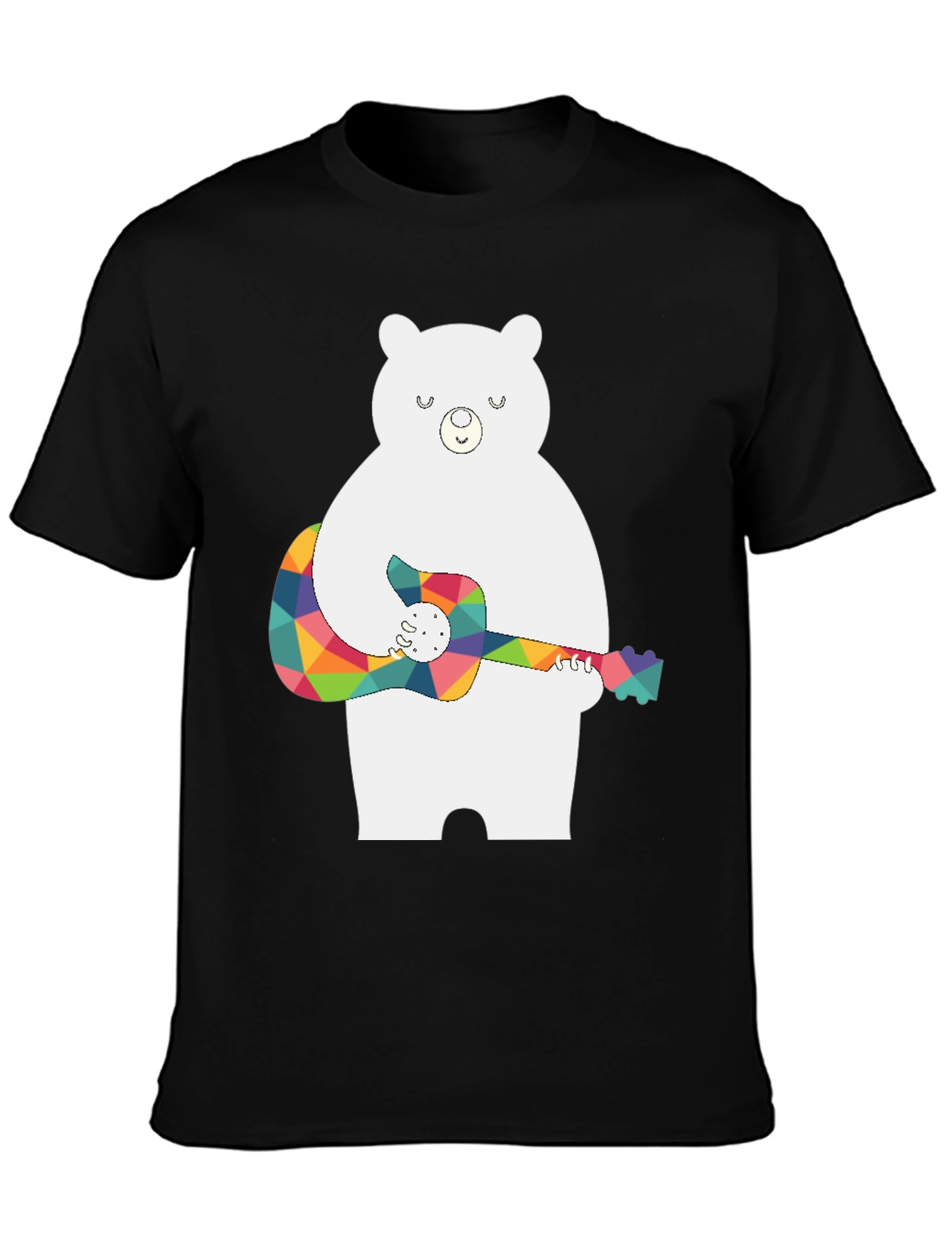 Bear Playing Guitar Black T-Shirt