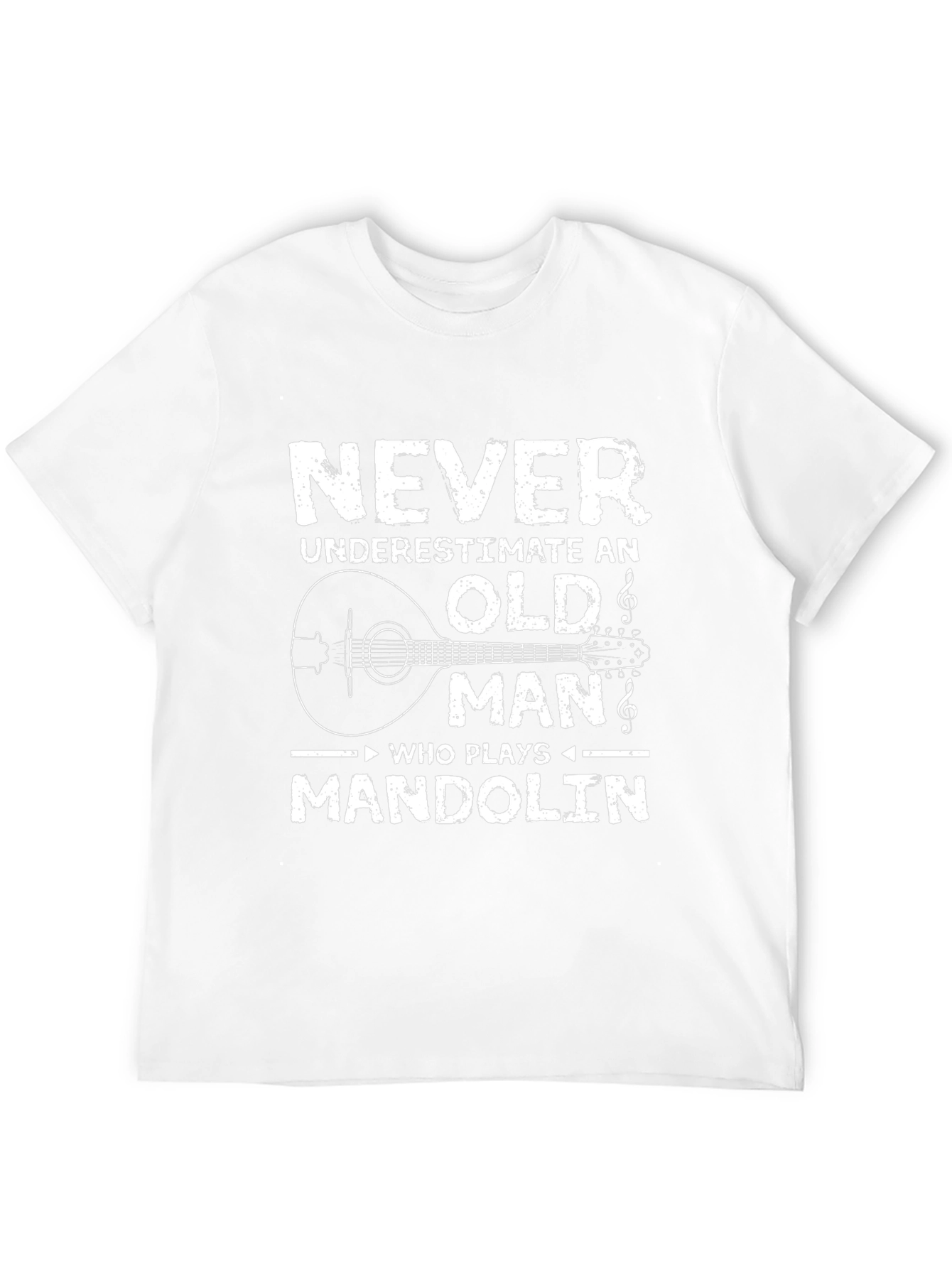 Never Underestimate Old Man Mandolin Player Black T-Shirt