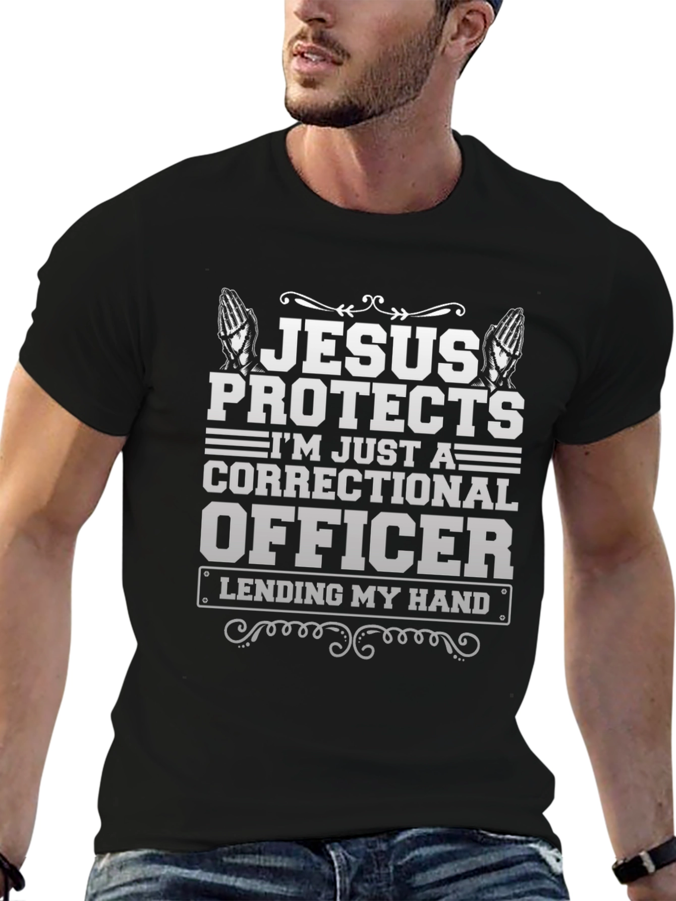 Jesus Protects Correctional Officer Graphic T-Shirt