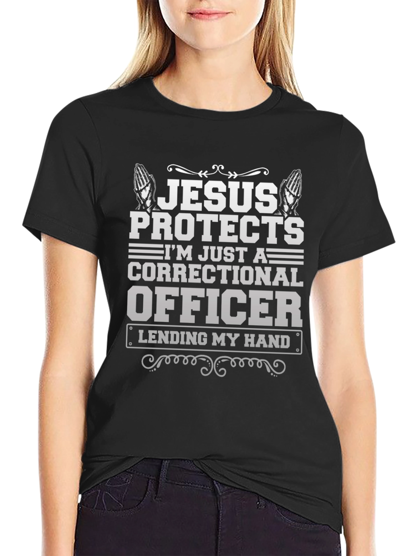 Jesus Protects Correctional Officer Graphic T-Shirt