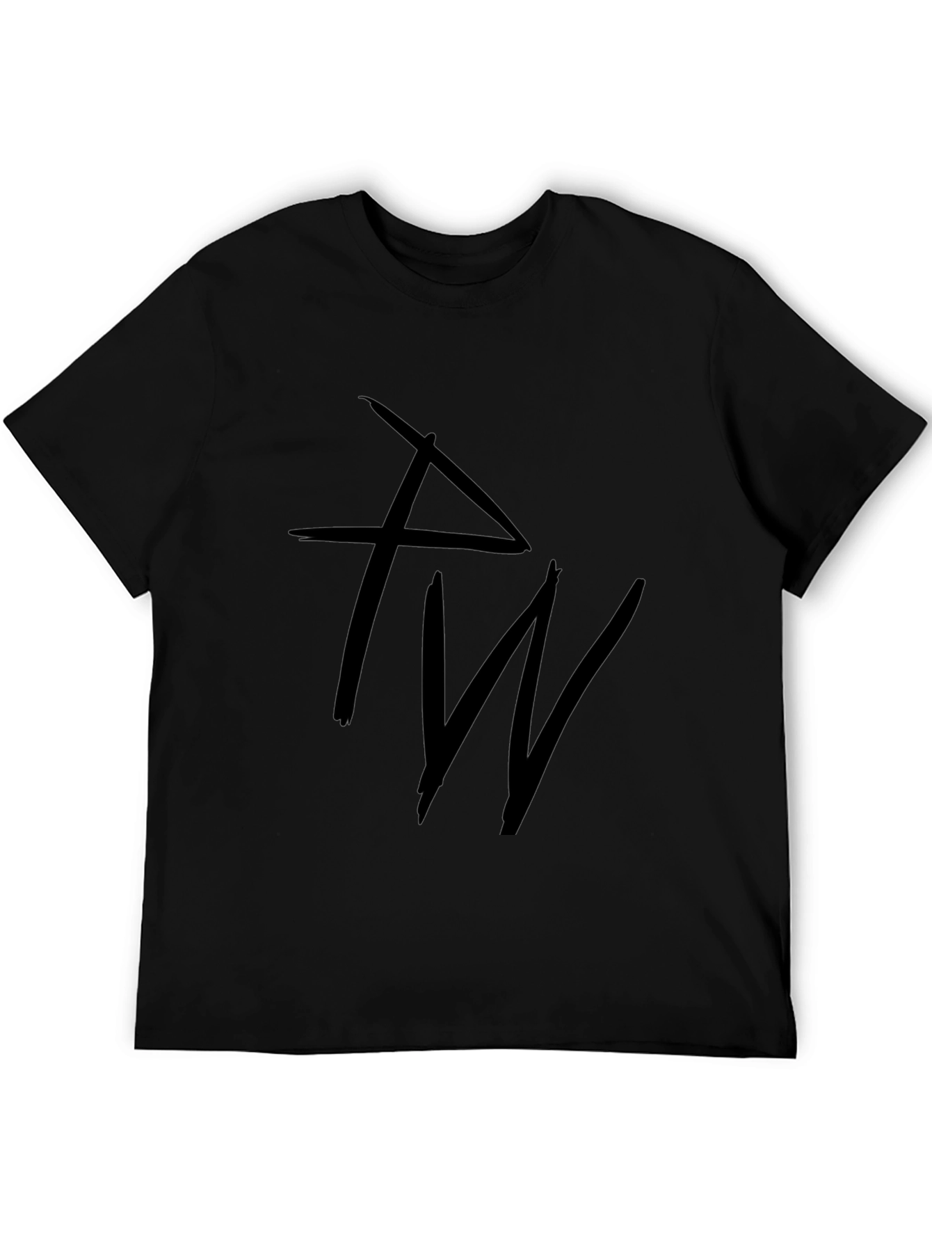 Black Graphic T-Shirt with Abstract Letter Design