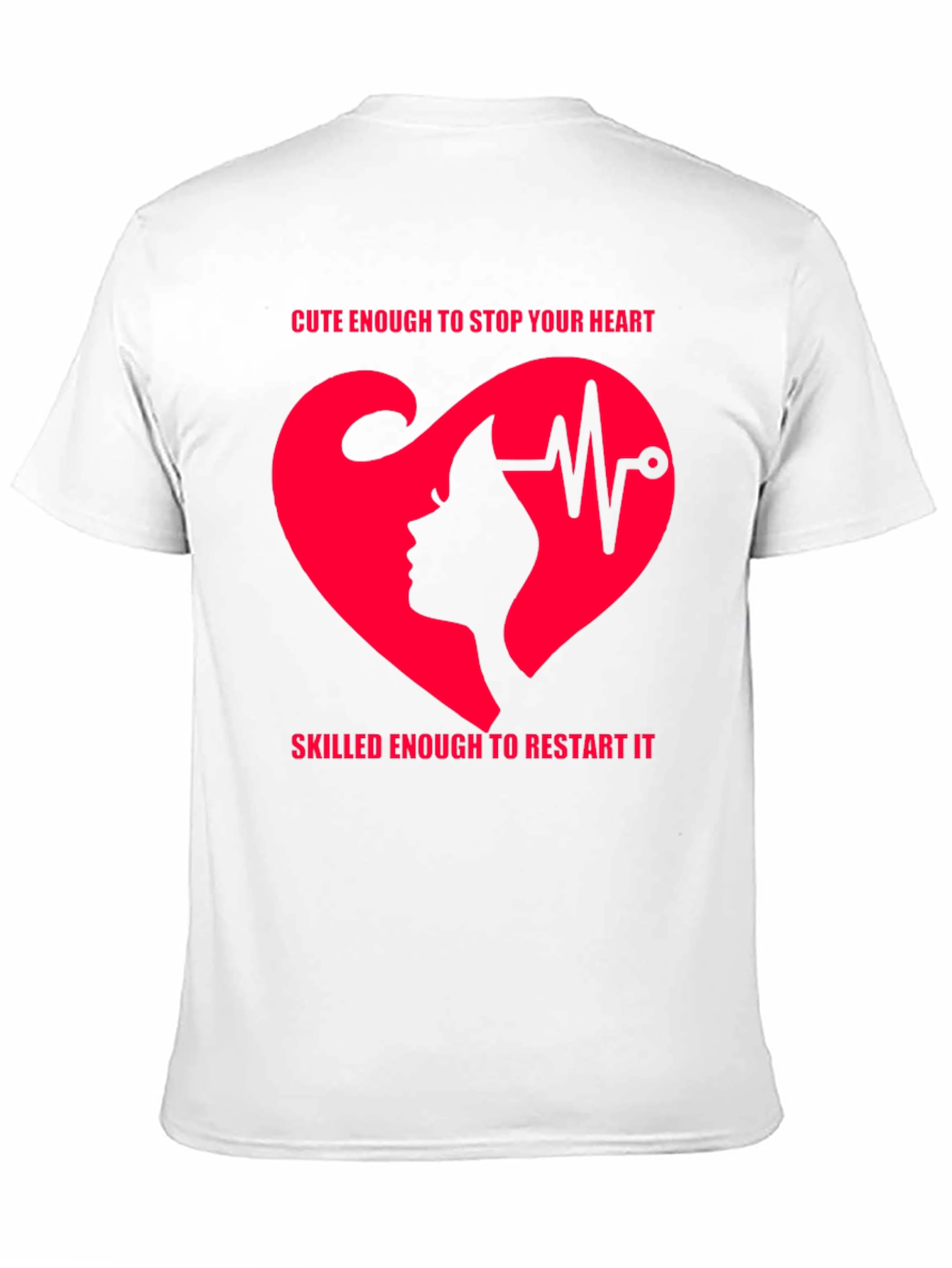 Cute Nurse Heartbeat Graphic T-Shirt