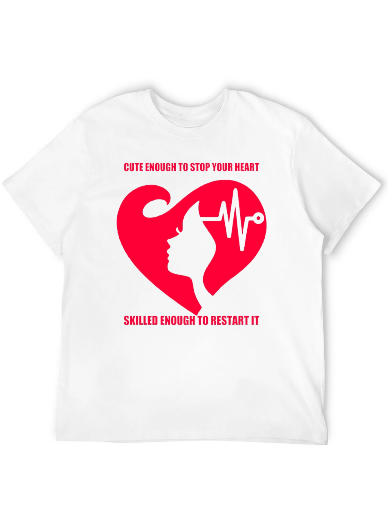 Cute Nurse Heartbeat Graphic T-Shirt