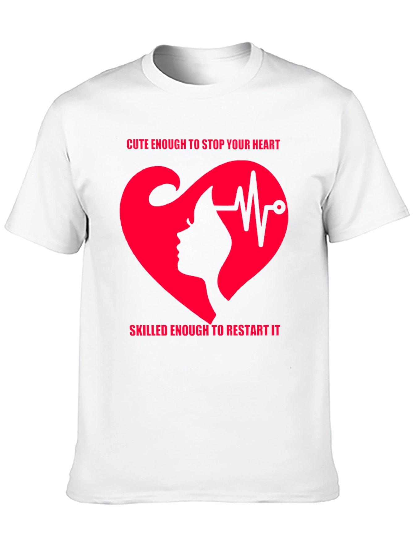 Cute Nurse Heartbeat Graphic T-Shirt