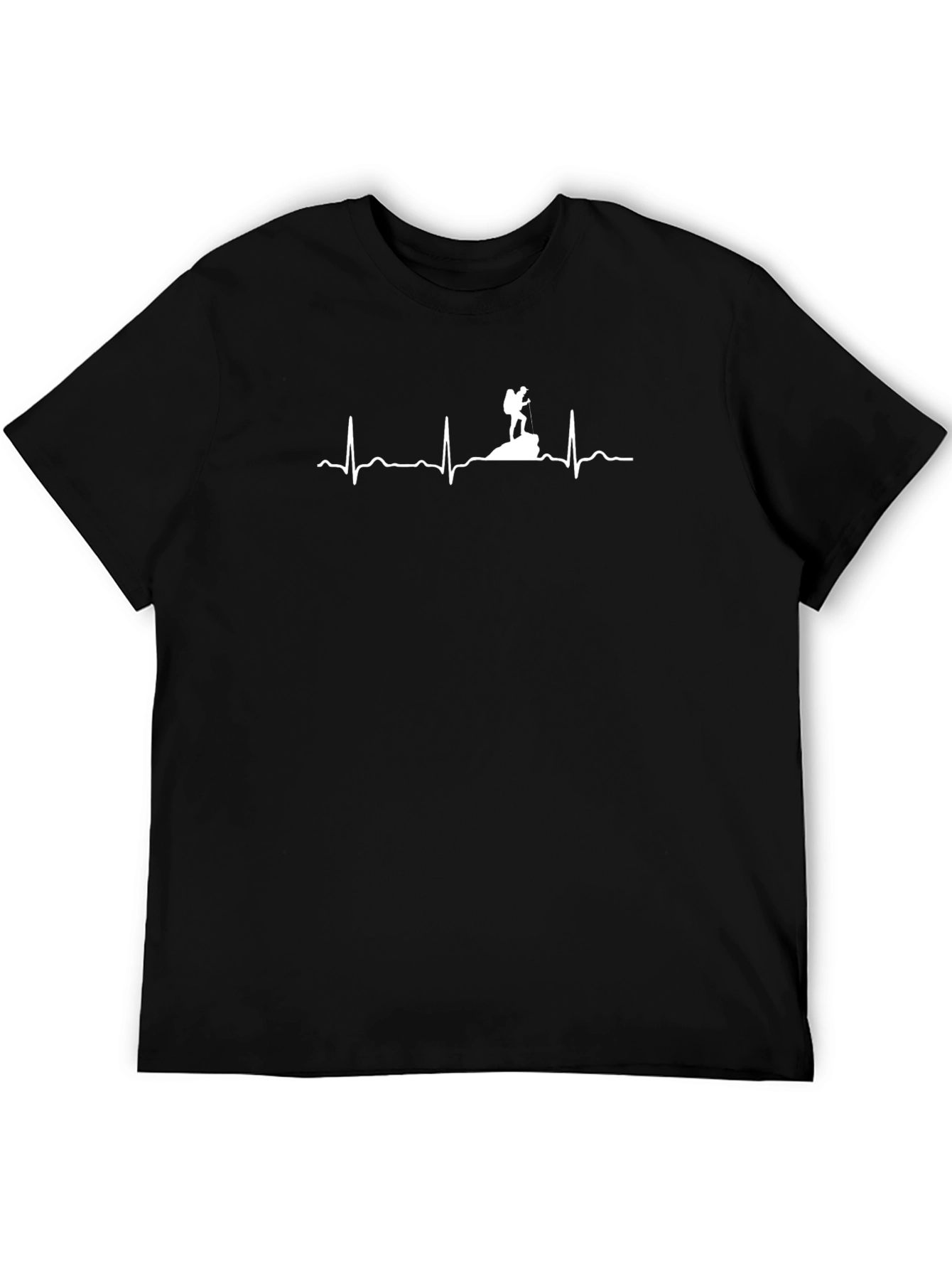 Heartbeat Hiker Graphic Tee - Black Cotton T-Shirt