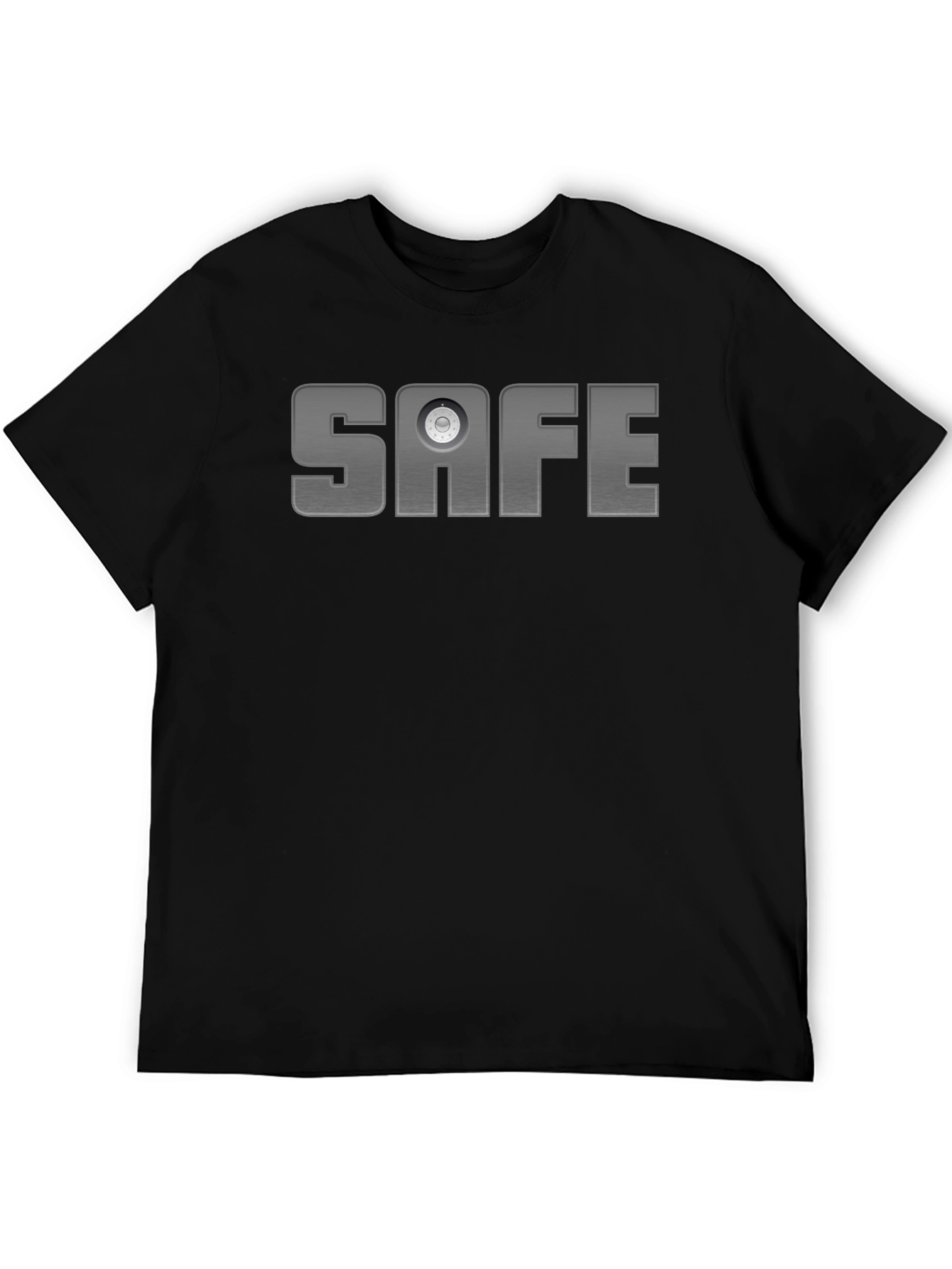 Safe Text Graphic T-Shirt - Black Cotton Blend Tee
