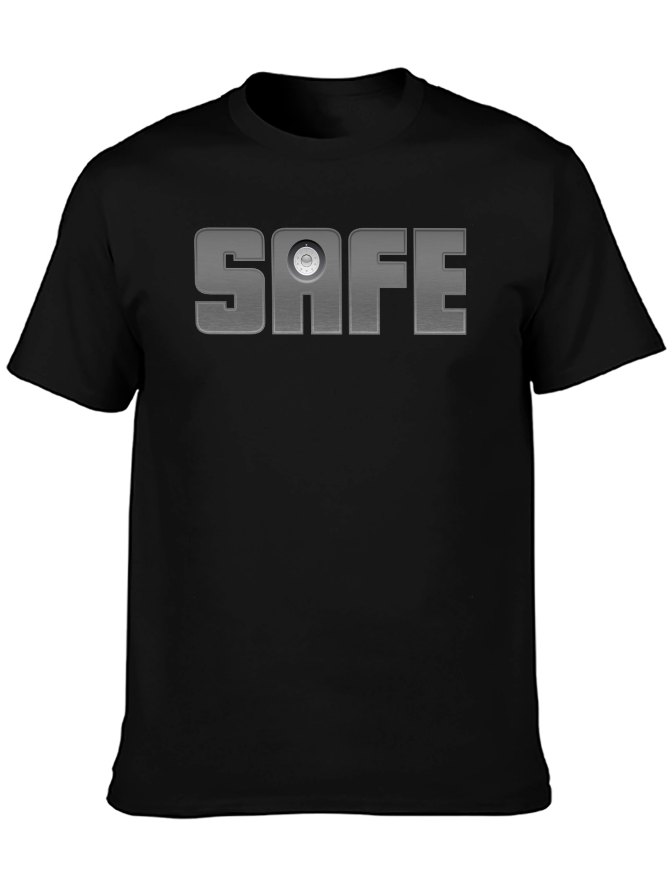 Safe Text Graphic T-Shirt - Black Cotton Blend Tee