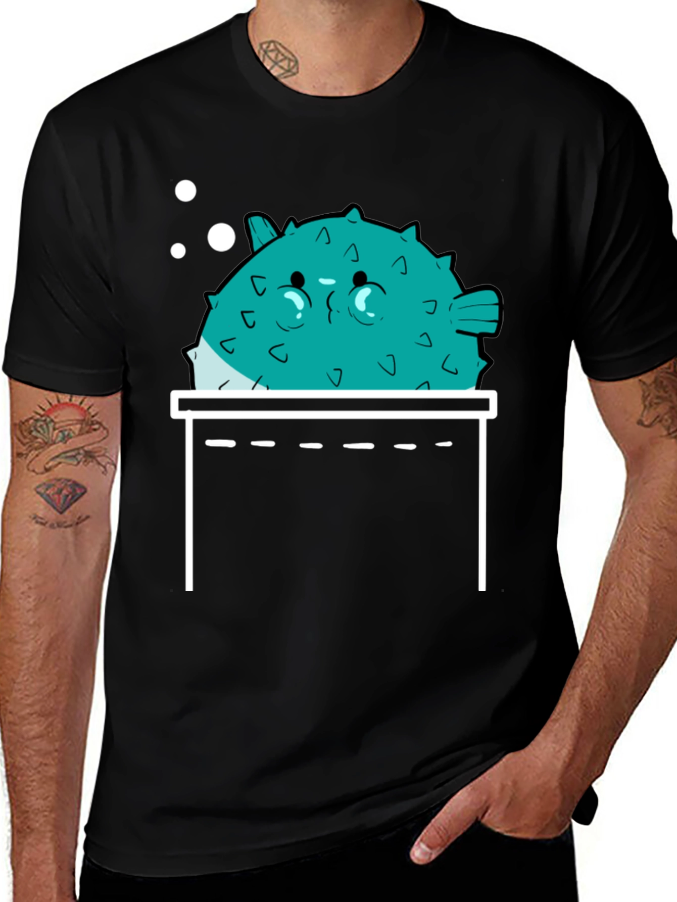 Puffer Fish Pocket Print T-Shirt - Mens Graphic Tee