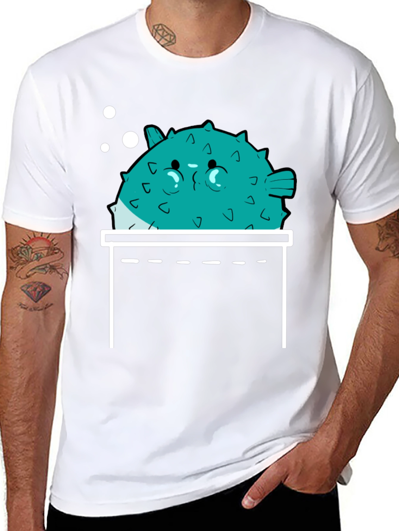 Puffer Fish Pocket Print T-Shirt - Mens Graphic Tee