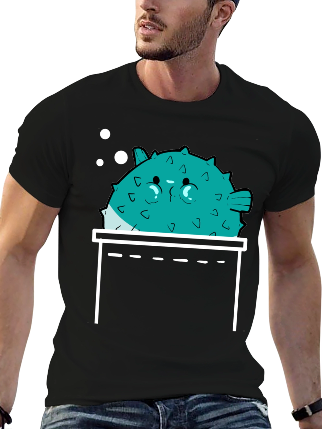 Puffer Fish Pocket Print T-Shirt - Mens Graphic Tee