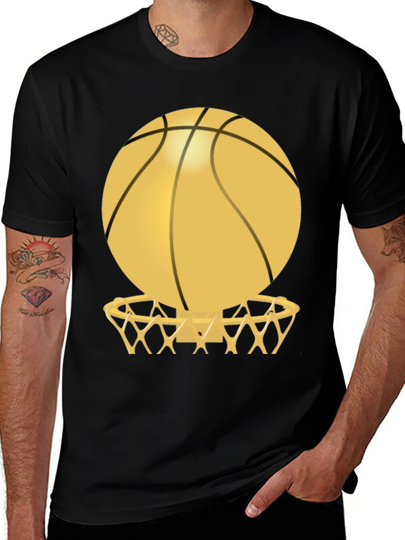 Basketball Hoop Graphic Tee - Black