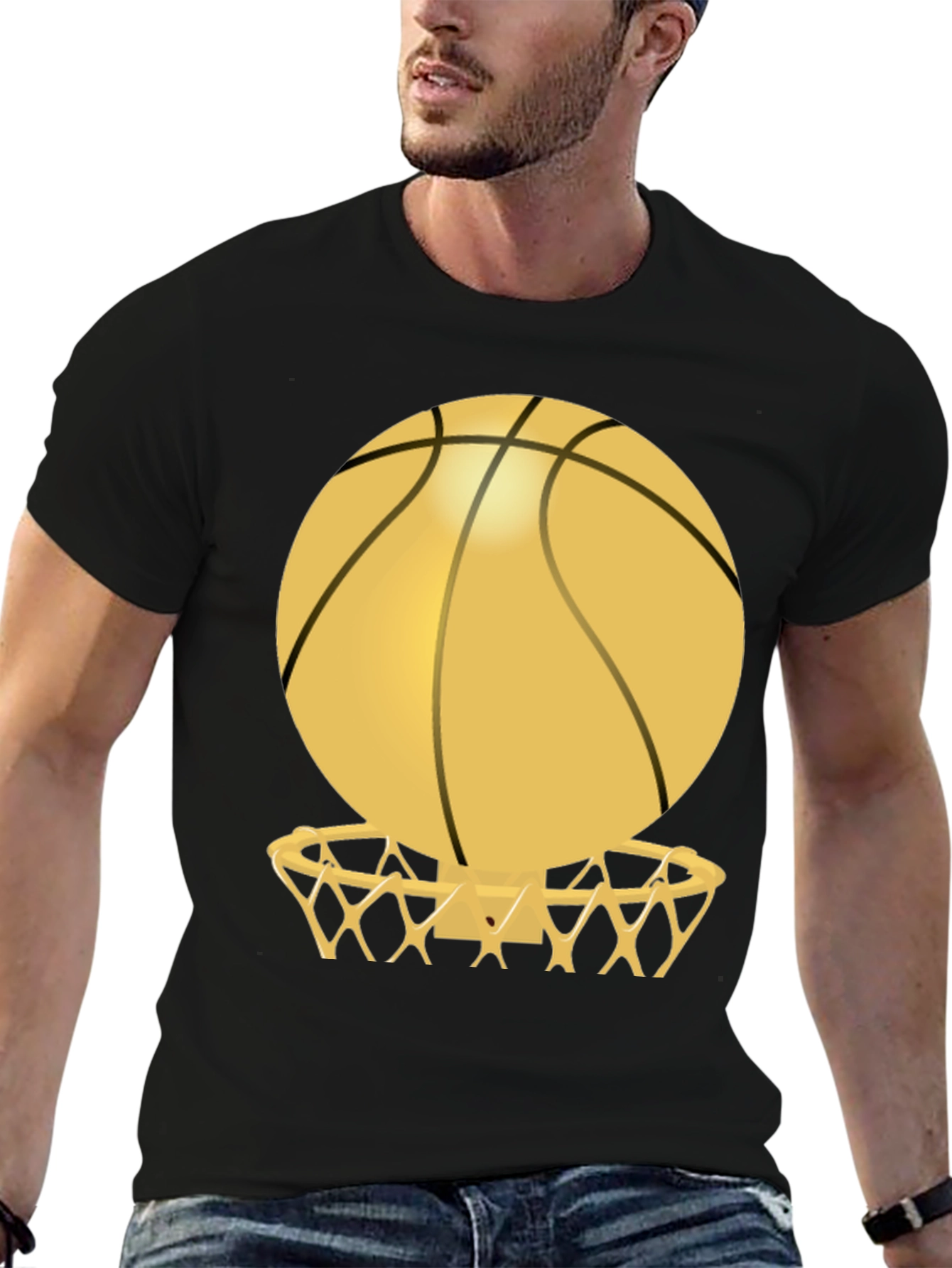 Basketball Hoop Graphic Tee - Black