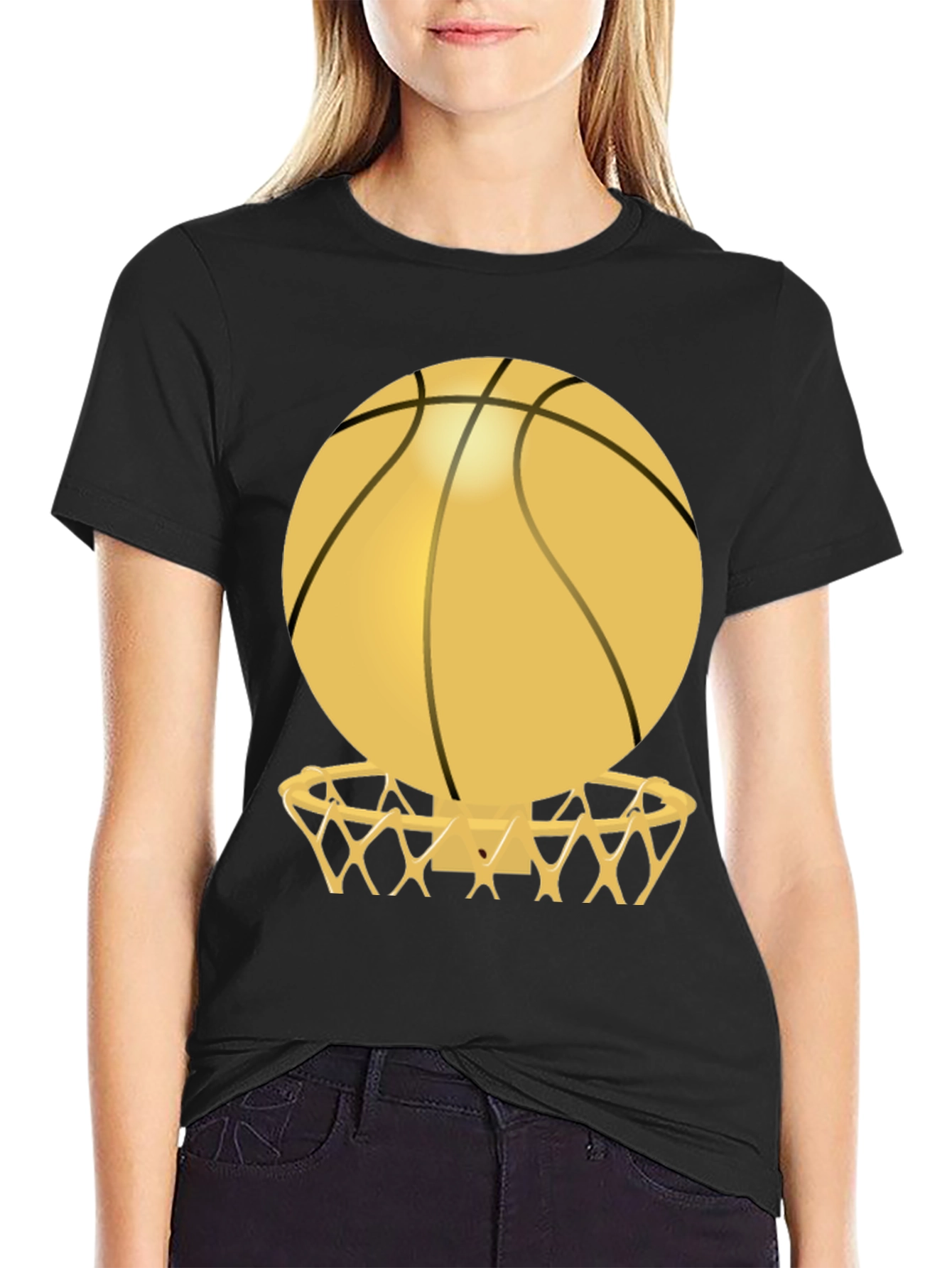 Basketball Hoop Graphic Tee - Black