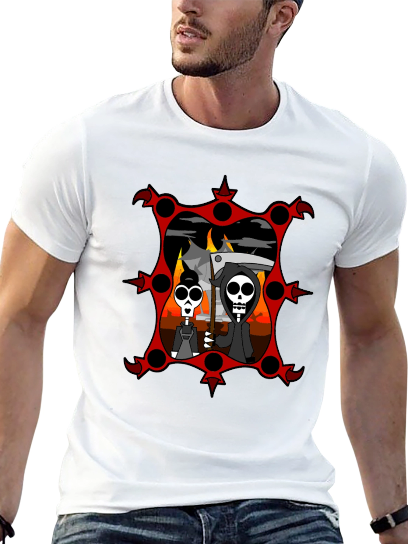 Grim Reaper Couple Black Graphic Tee