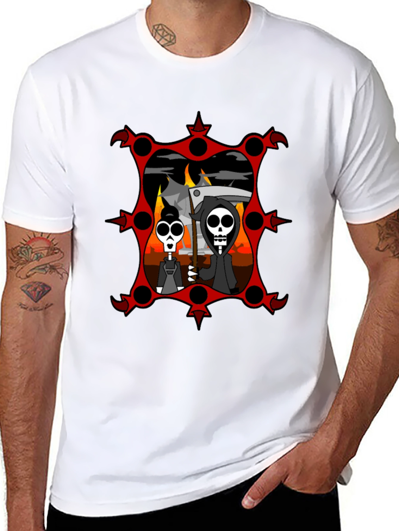 Grim Reaper Couple Black Graphic Tee