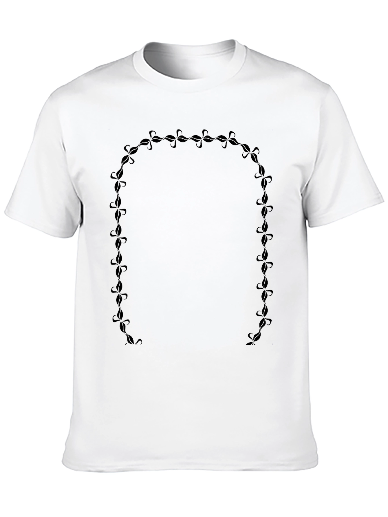 Stylish Black Tee with Floral U-Shaped Design