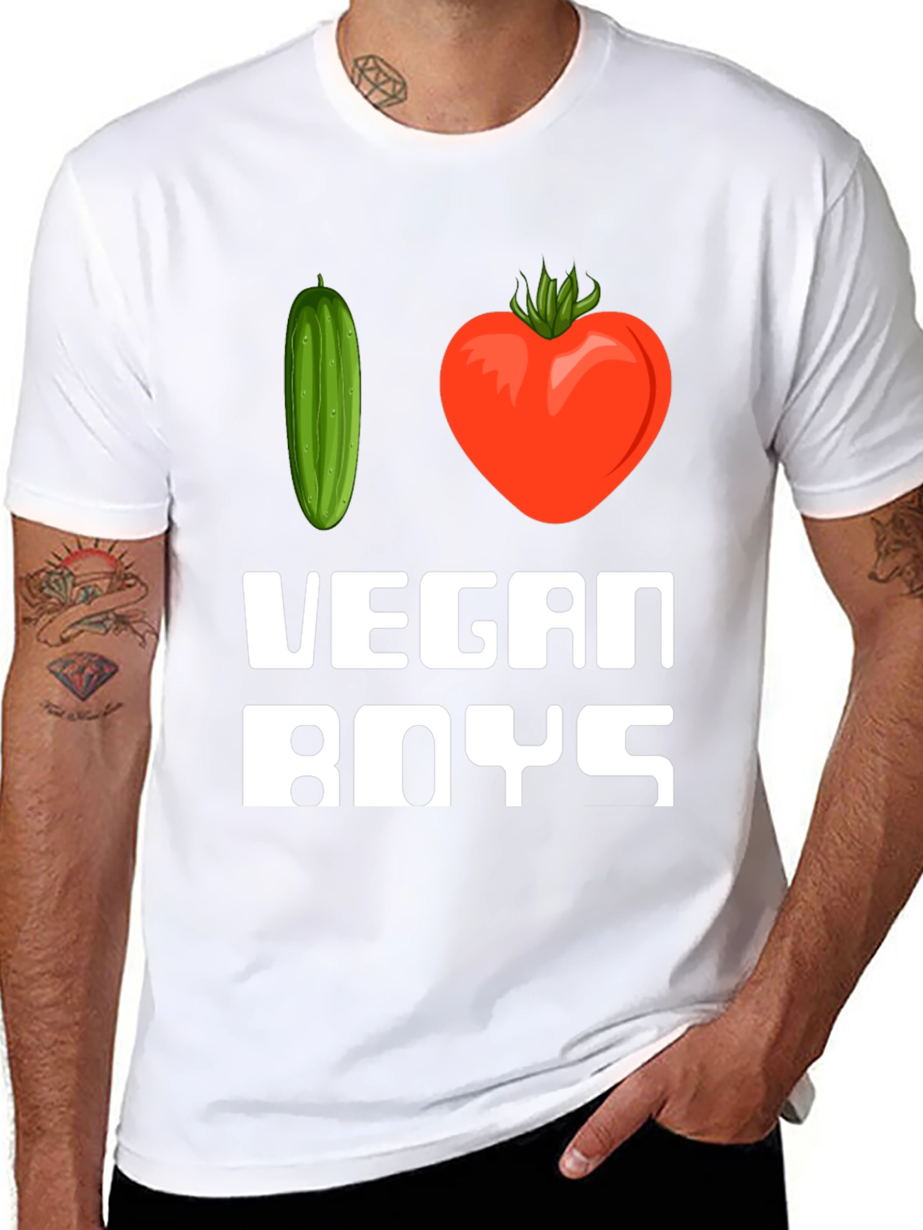 I Heart Vegan Boys T-Shirt - Funny Plant-Based Tee