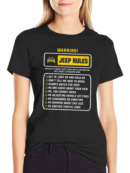 Warning Jeep Rules Black T-Shirt