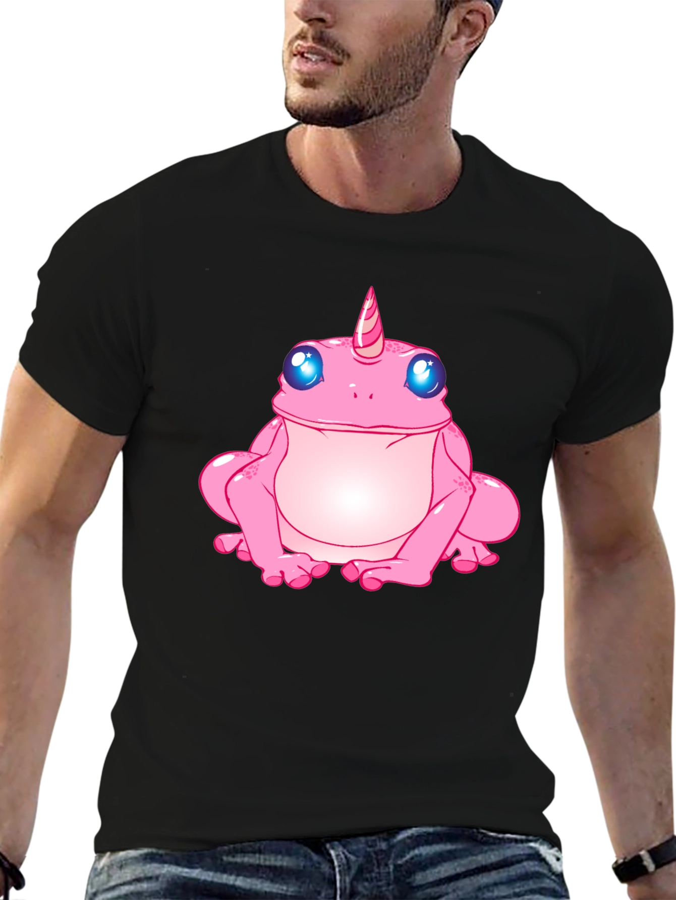 Unicorn Frog Graphic T-Shirt - Black