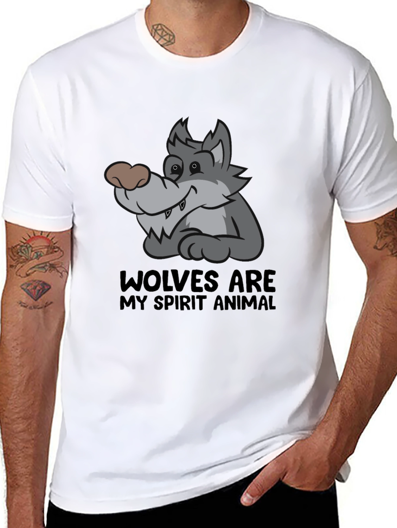 Wolf Spirit Animal Graphic T-Shirt - Black