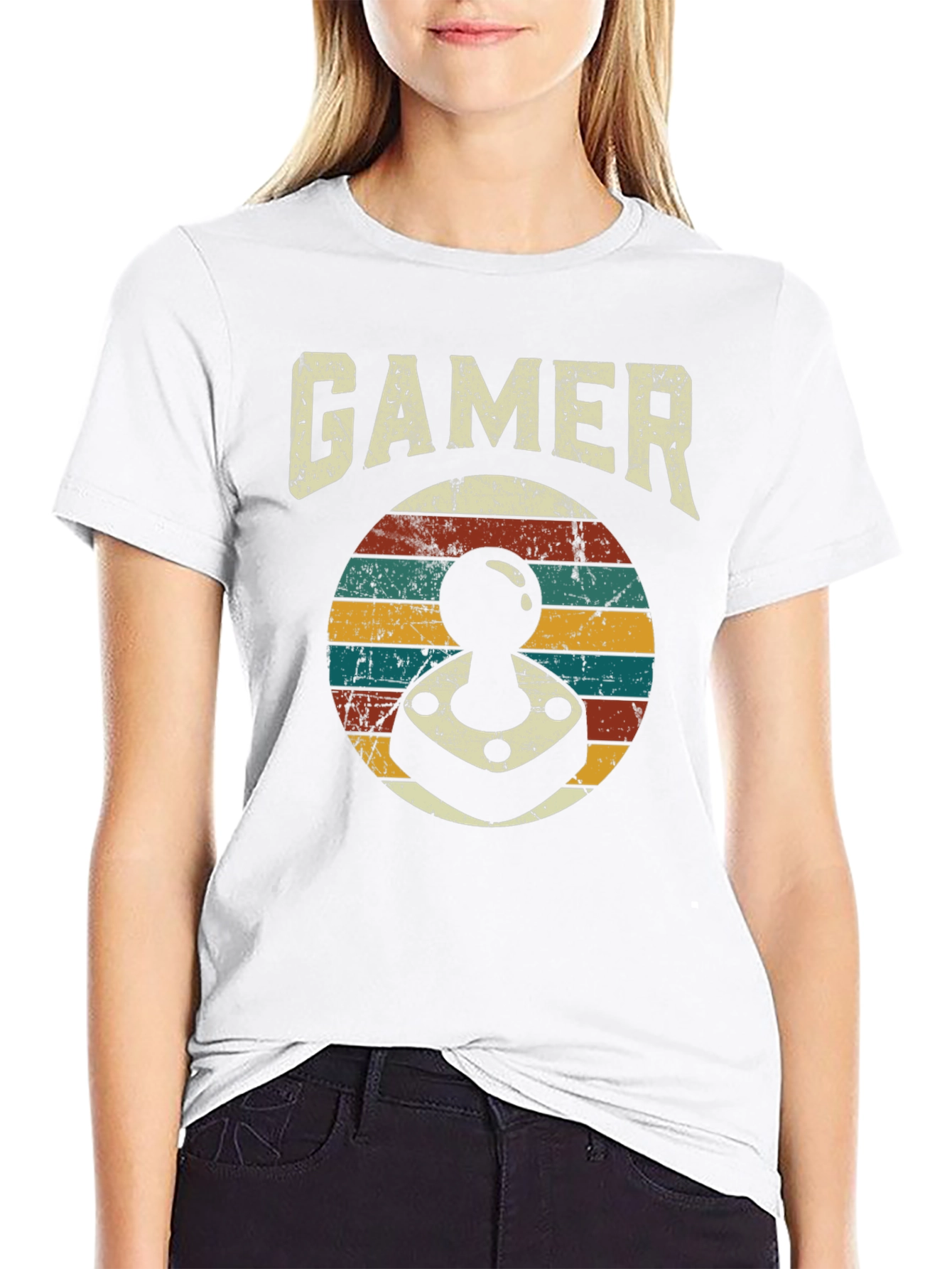 Retro Gamer Joystick Graphic Tee - Black