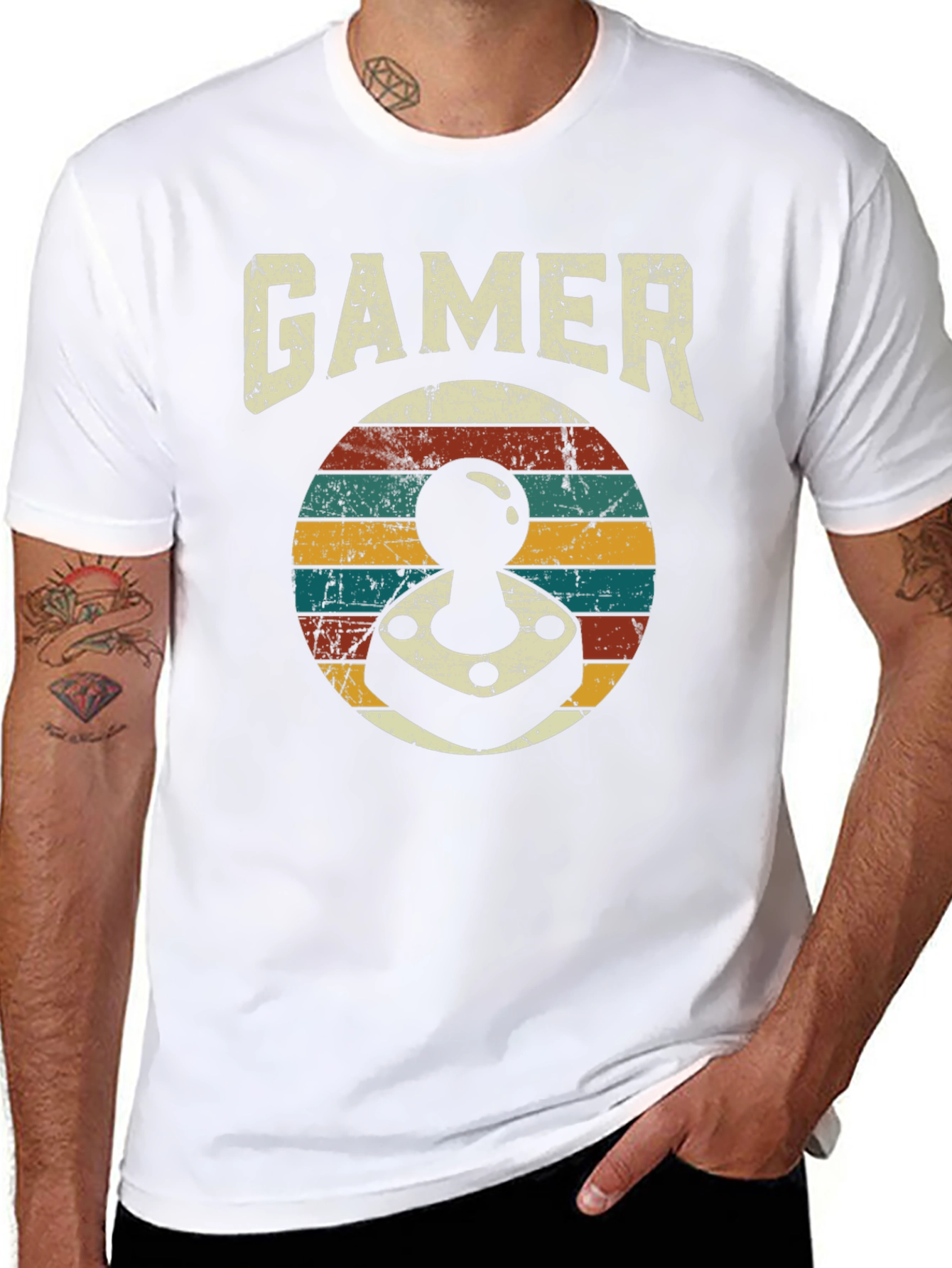 Retro Gamer Joystick Graphic Tee - Black