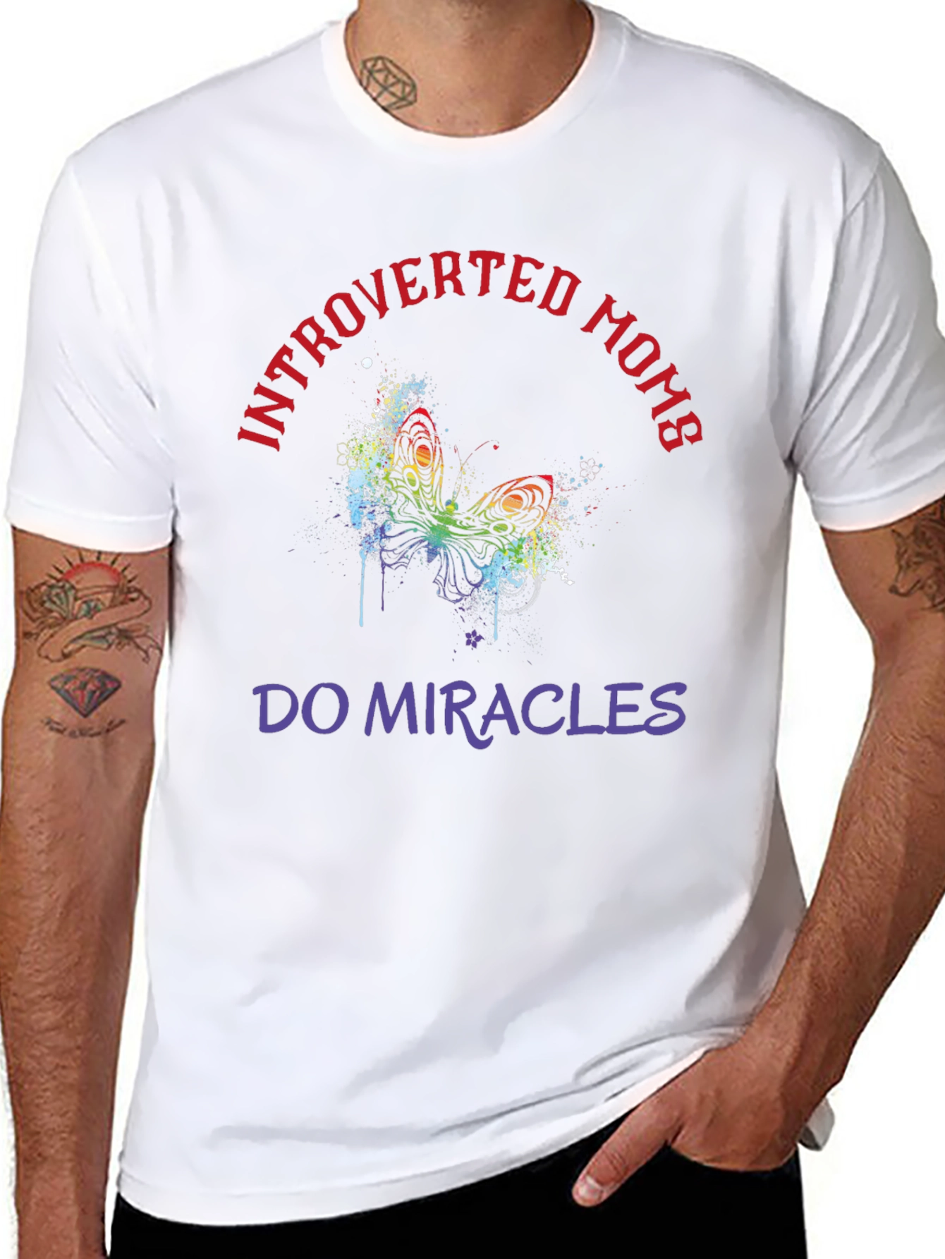 Introverted Moms T-Shirt Butterfly Graphic