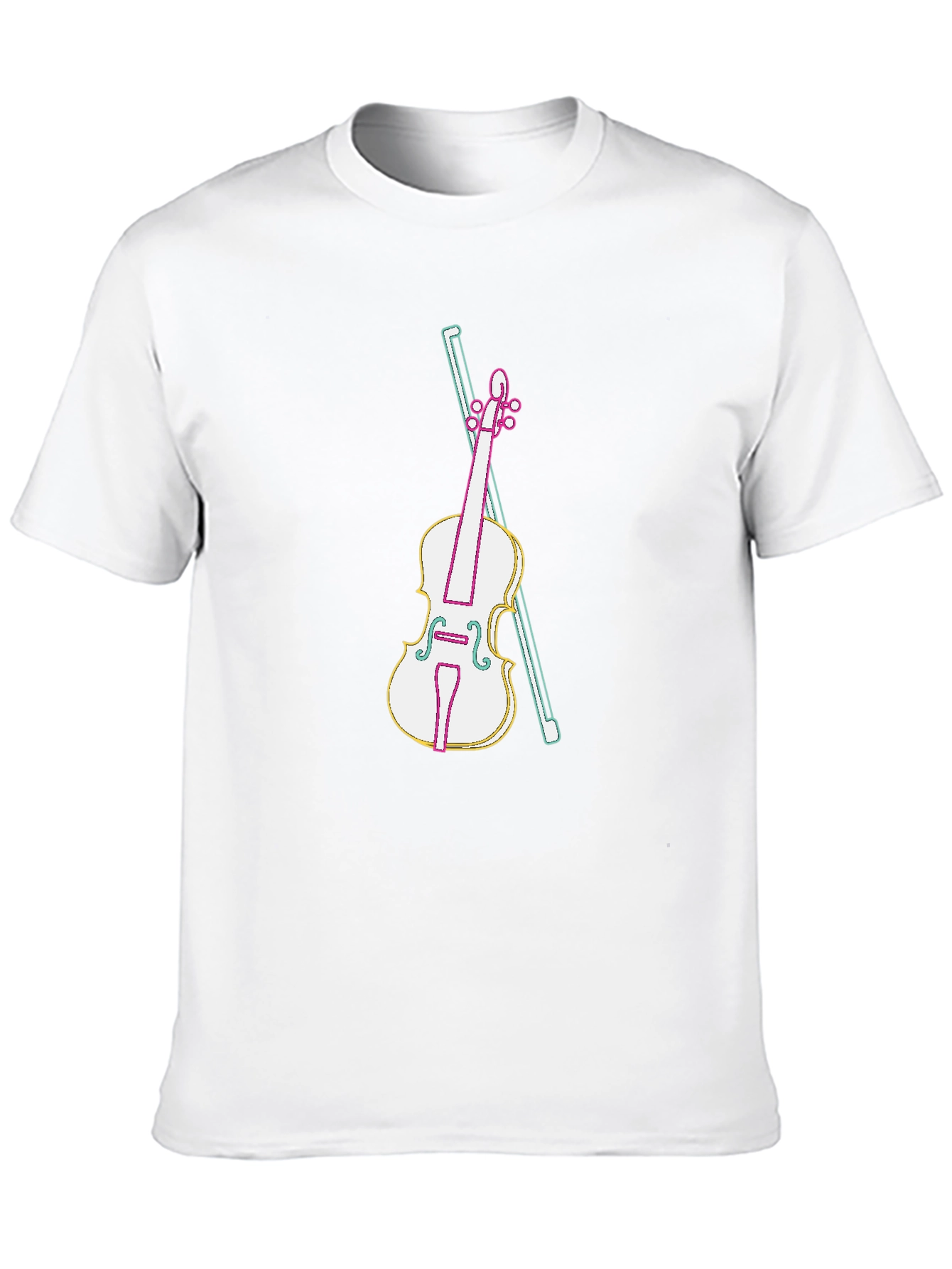 Neon Violin Graphic Tee - Stylish Music Lover Shirt