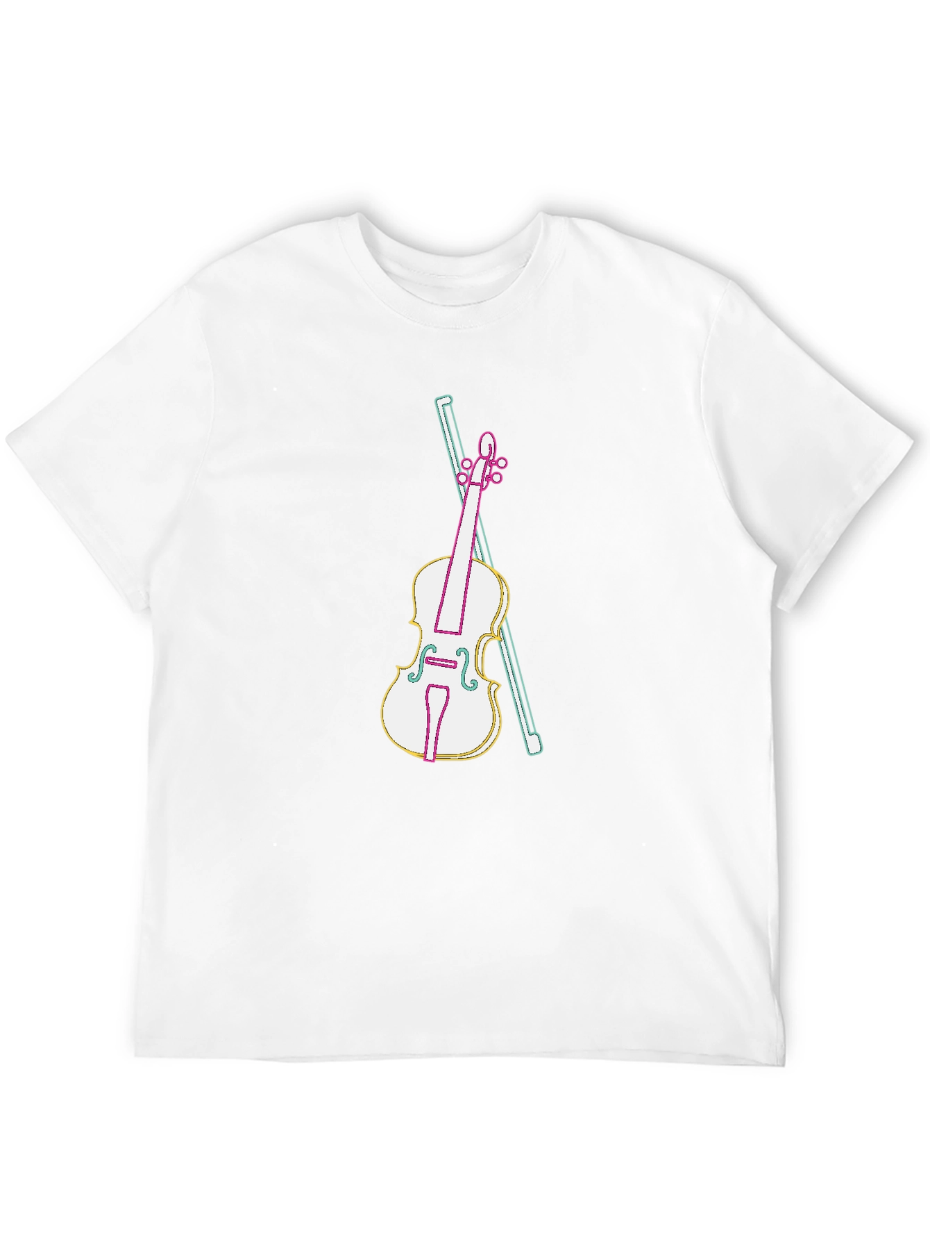 Neon Violin Graphic Tee - Stylish Music Lover Shirt