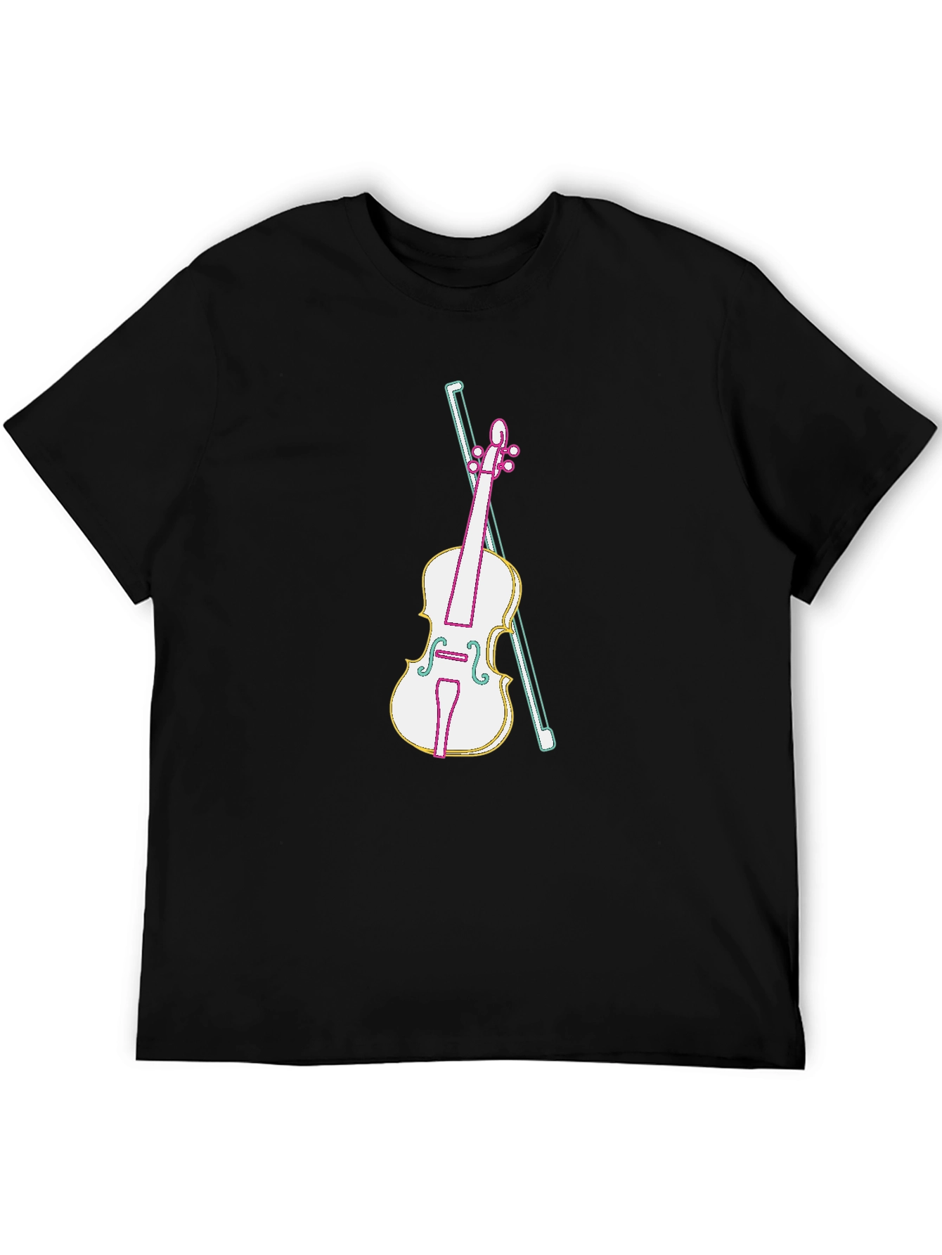 Neon Violin Graphic Tee - Stylish Music Lover Shirt