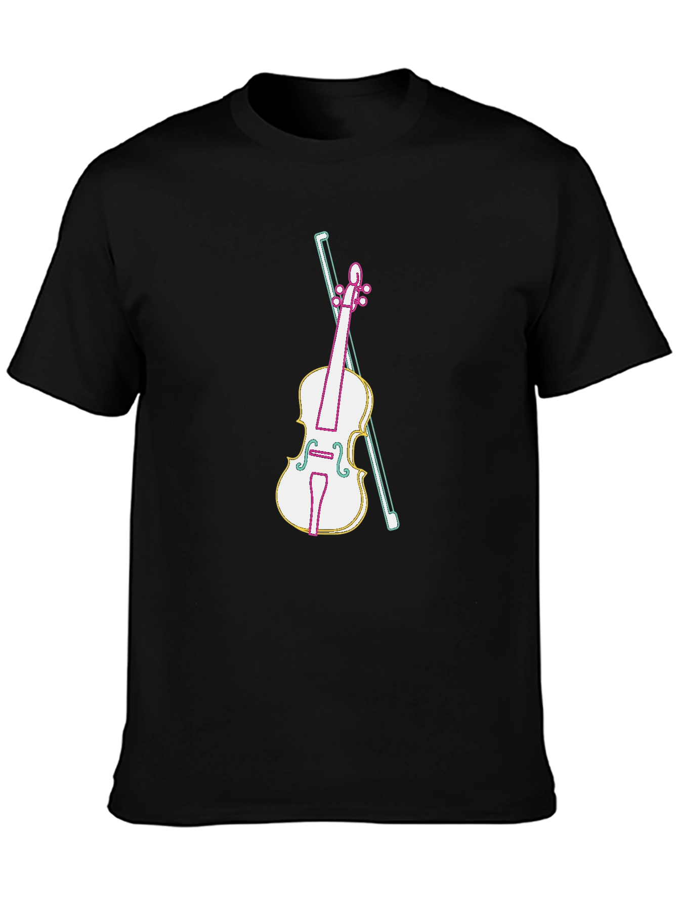 Neon Violin Graphic Tee - Stylish Music Lover Shirt