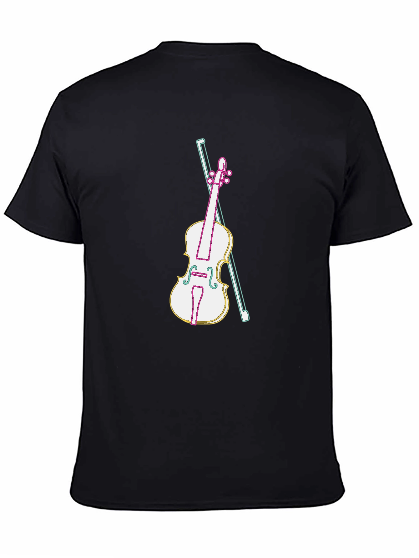 Neon Violin Graphic Tee - Stylish Music Lover Shirt